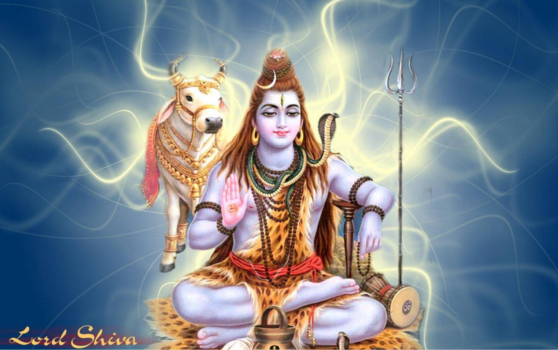 Majestic Shiv Shankar With Electric Effects In Hd Background