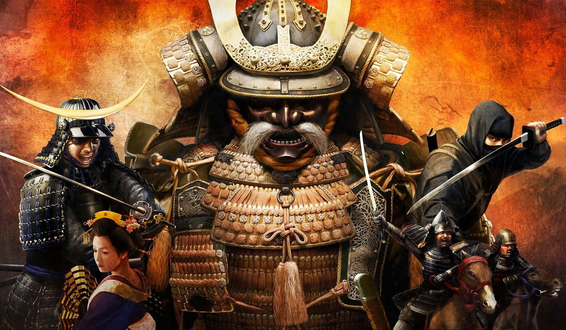 Majestic Shogun In Full Armor Background