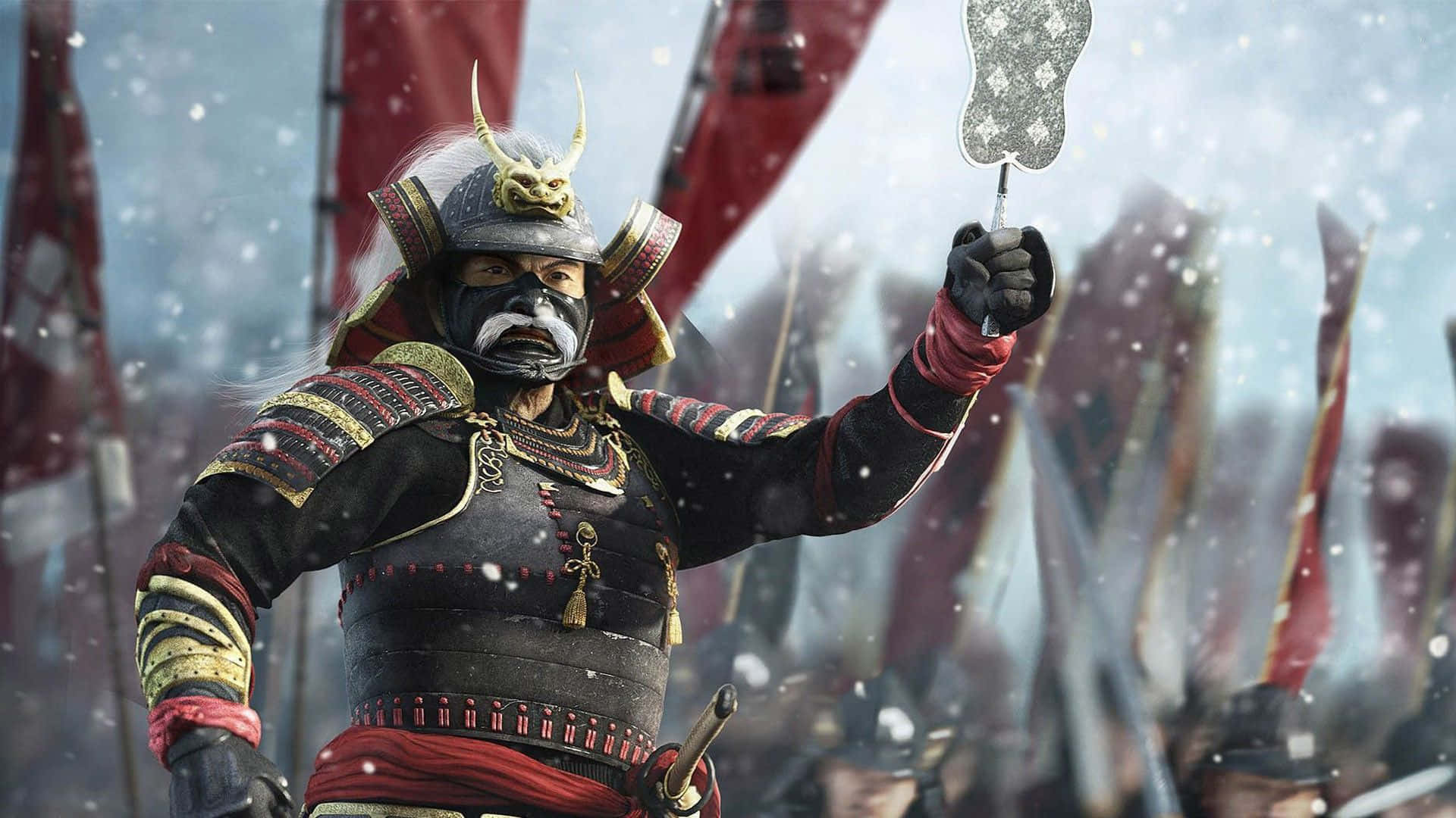 Majestic Shogun Warrior With Sword Background