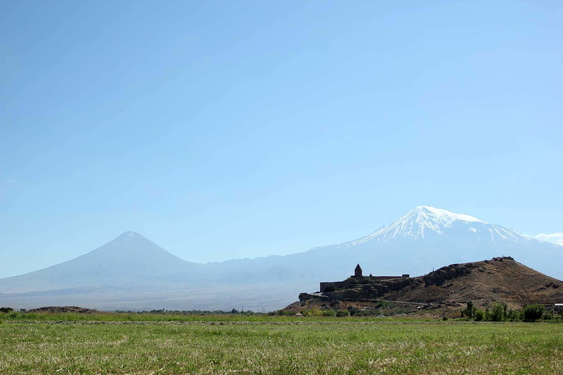 Majestic Silhouette Of Khor Virap Monastery Background