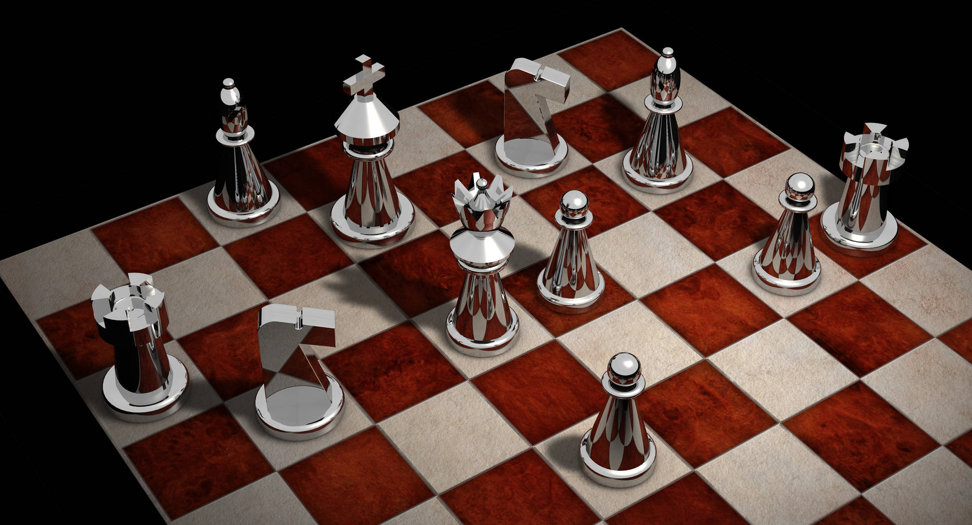 Majestic Silver Red Chess Background