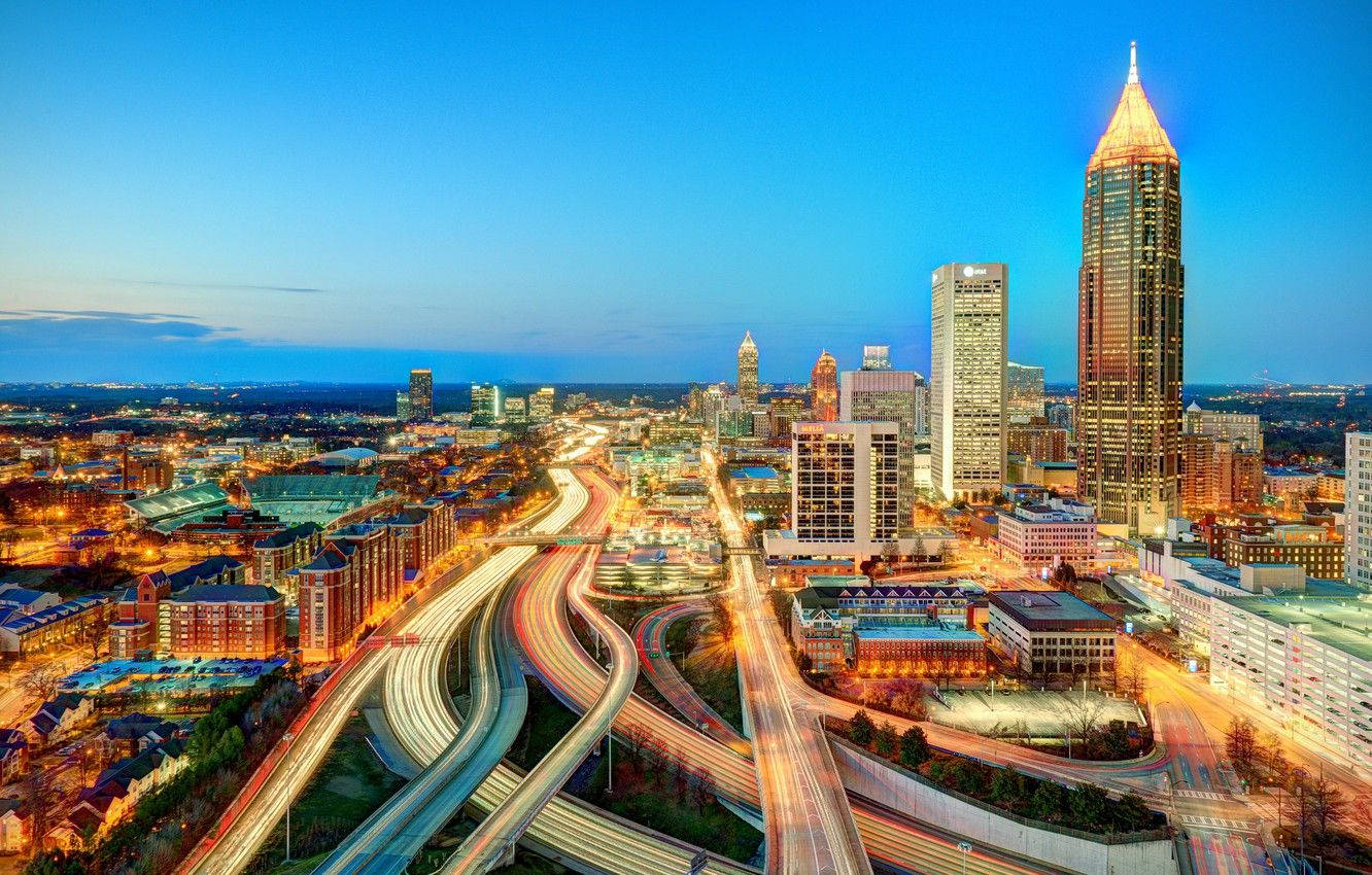 Majestic Skyline View Of Modern Atlanta City Background