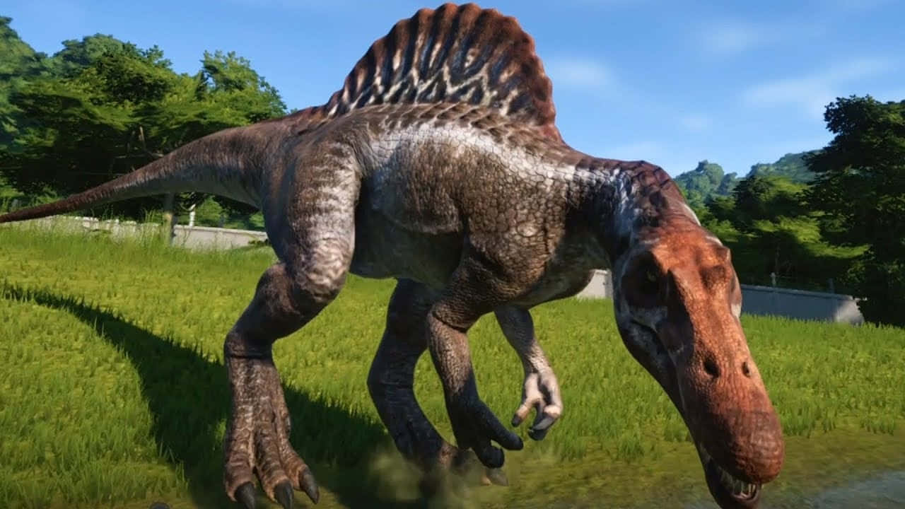 Majestic Spinosaurus Roaming Through The Jungle Background