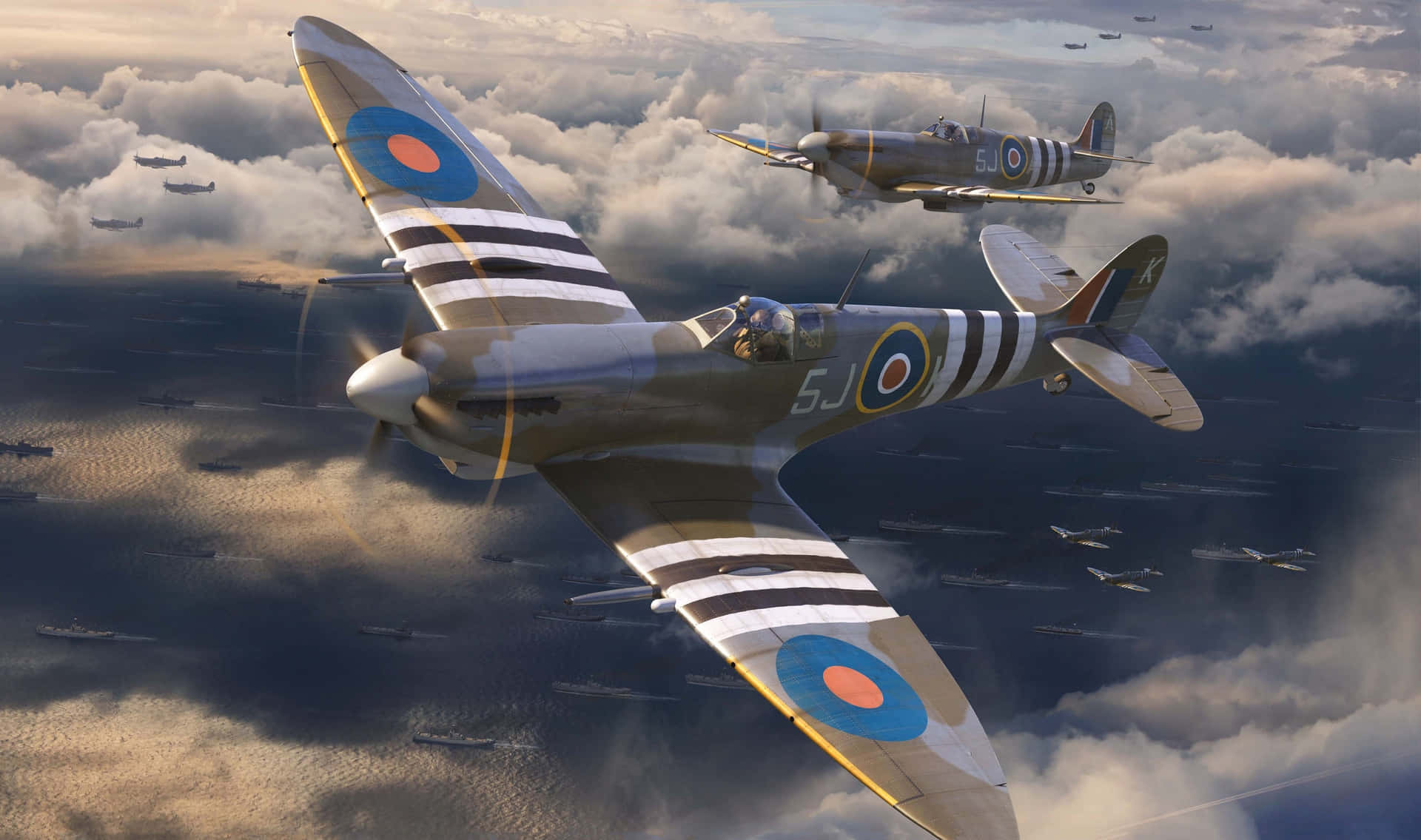 Majestic Spitfire Soaring Through The Skies Background