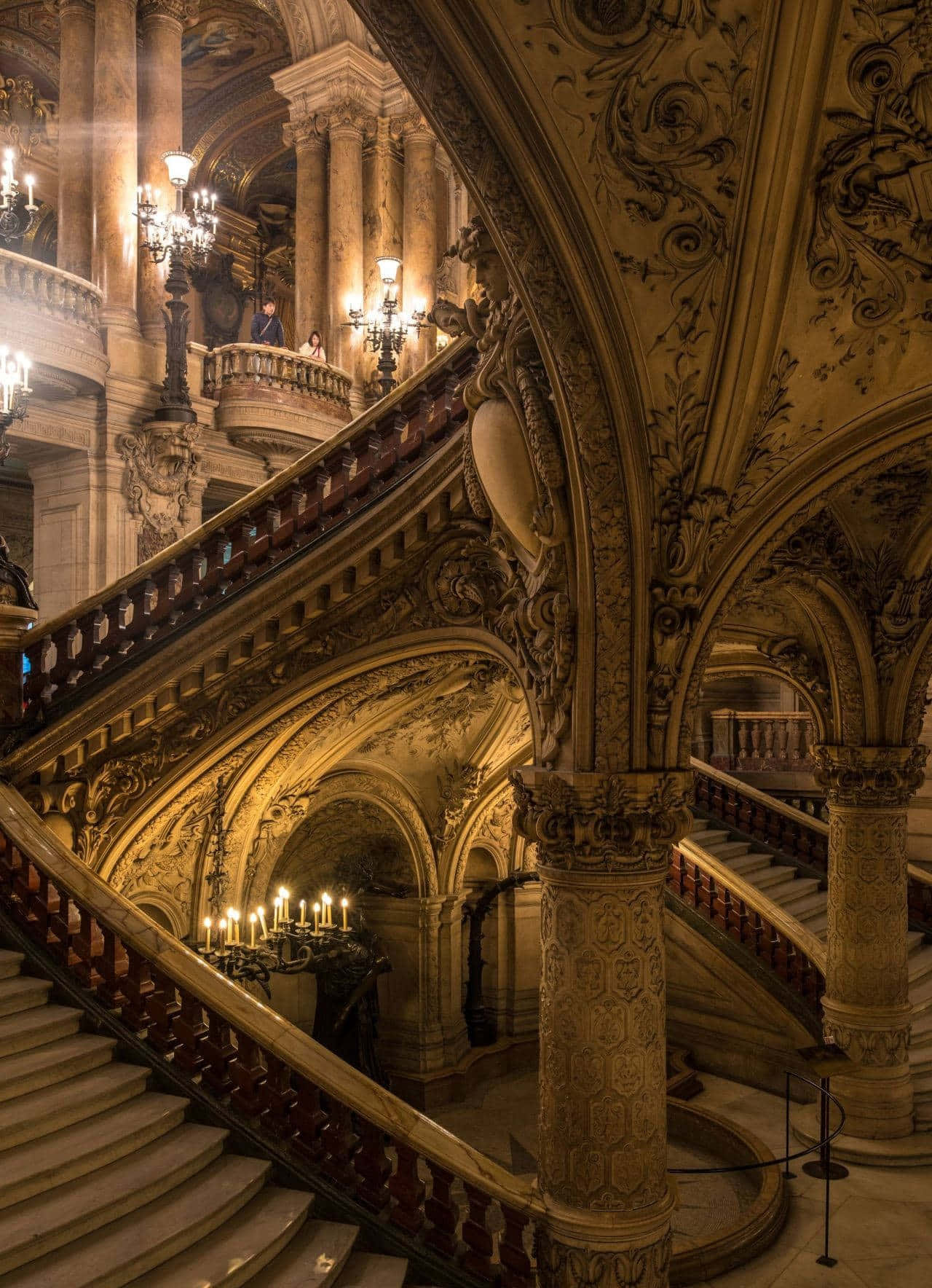 Majestic Staircase Of The Paris Opera House Background