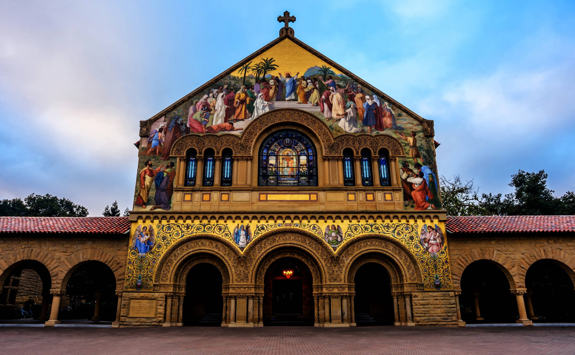 Majestic Stanford University Church Under A Vibrant Blue Sky