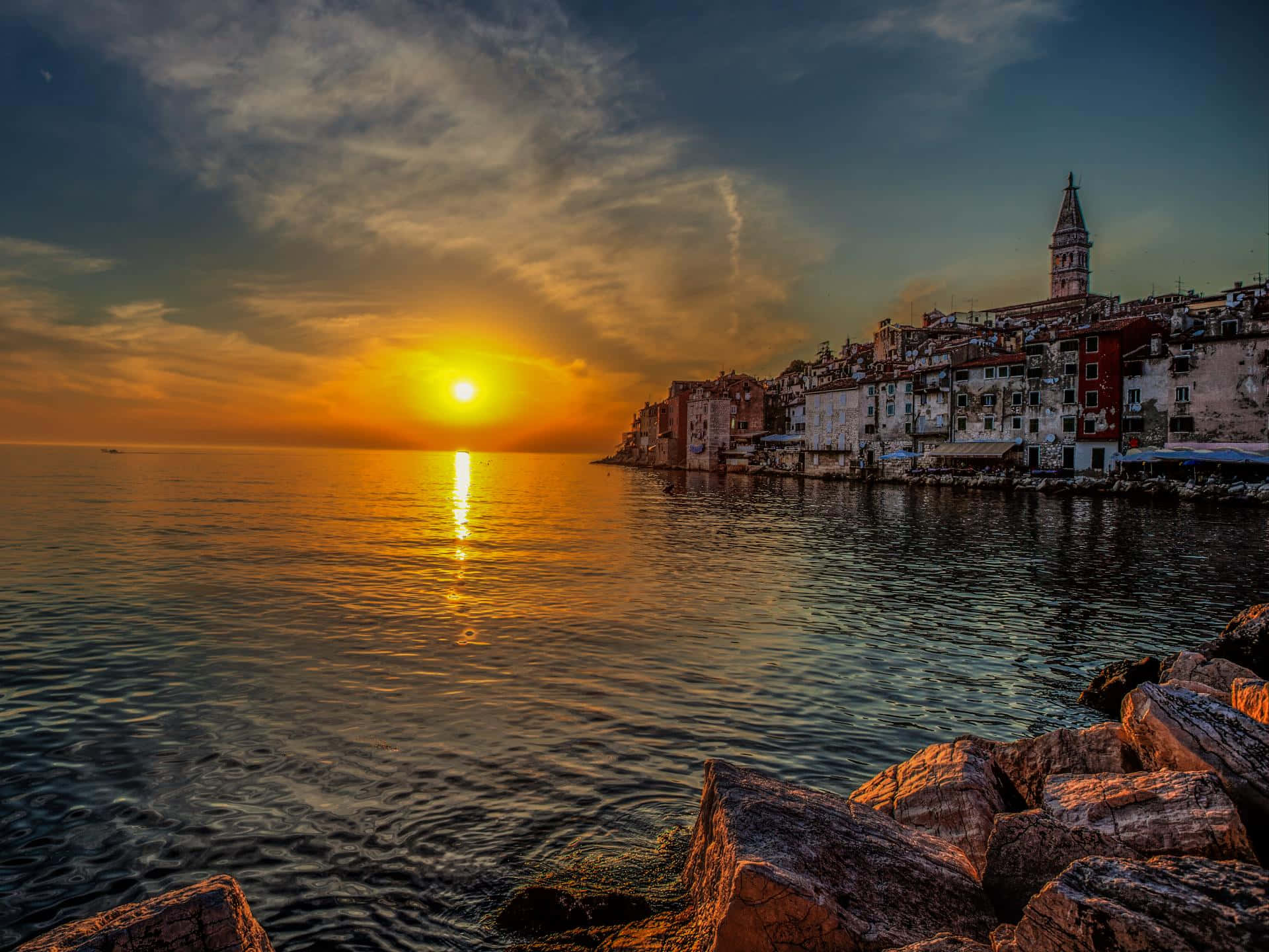 Majestic Sunset In Beautiful Croatia Background