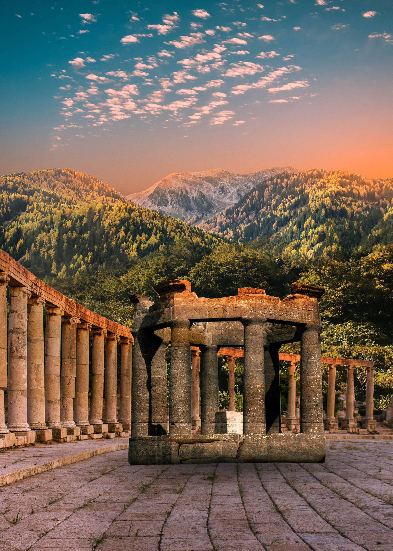 Majestic Temple At Delphi, Greece Background