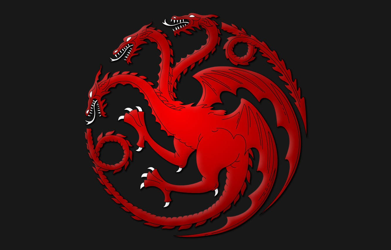 Majestic Three-headed Red Dragon Background