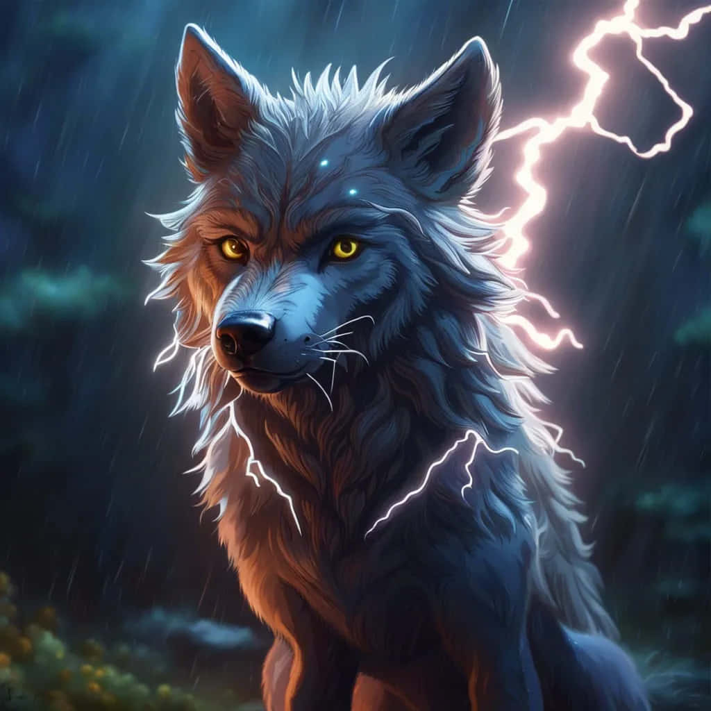 Majestic_ Thunder_ Wolf_ Anime_ Art Background