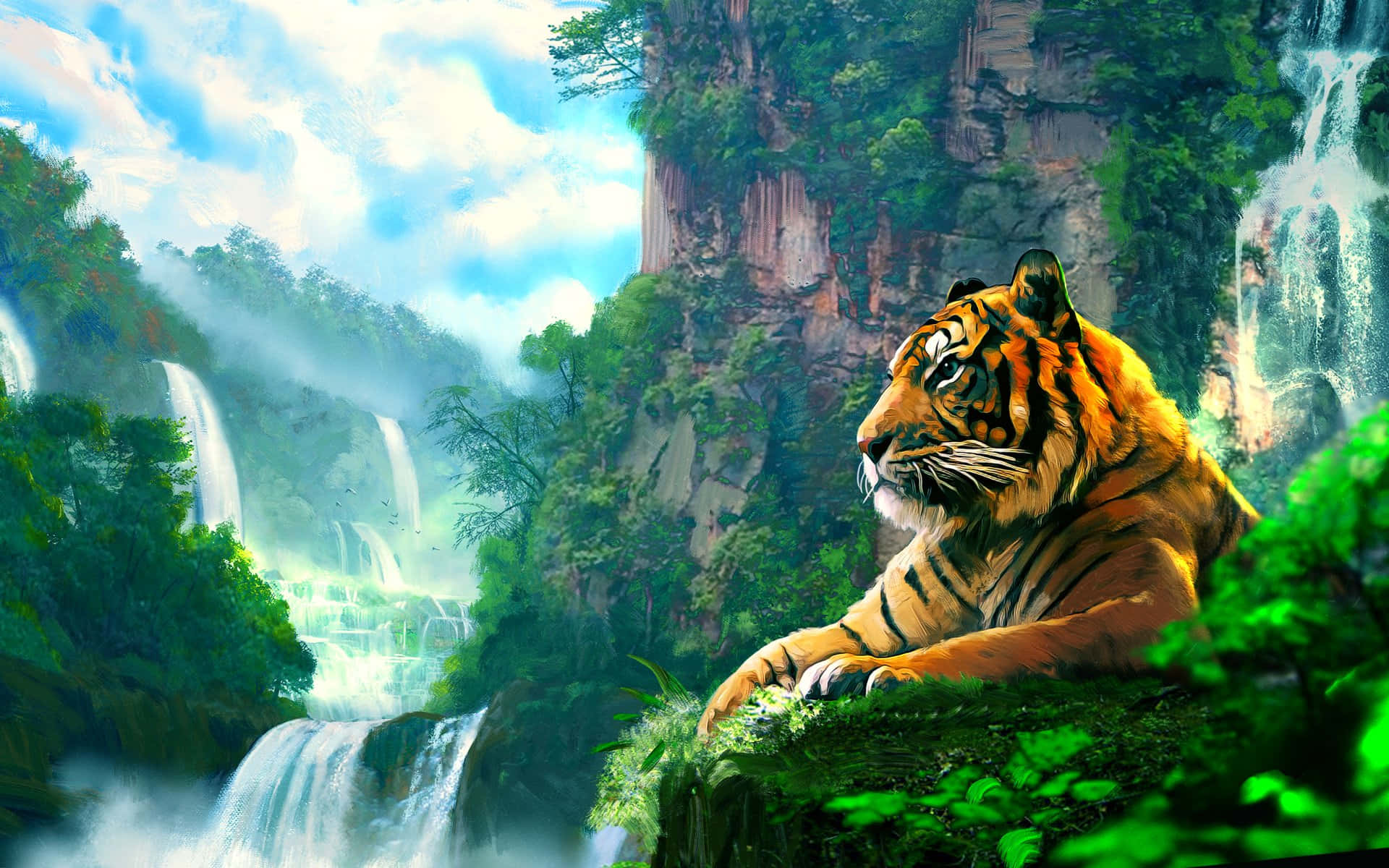 Majestic Tiger In A Jungle Desktop Background