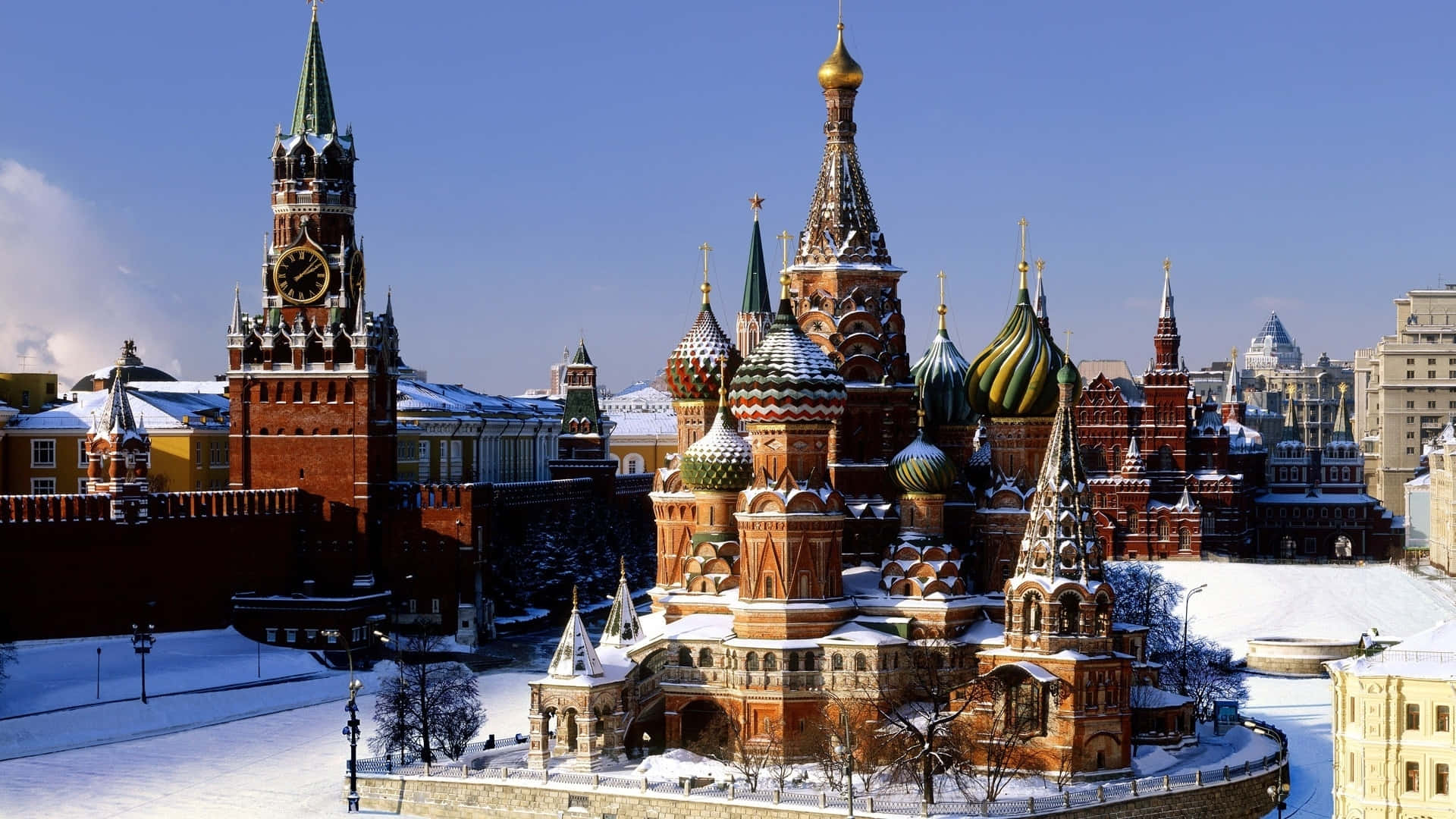 Majestic Top-view Of The Moscow Kremlin Background
