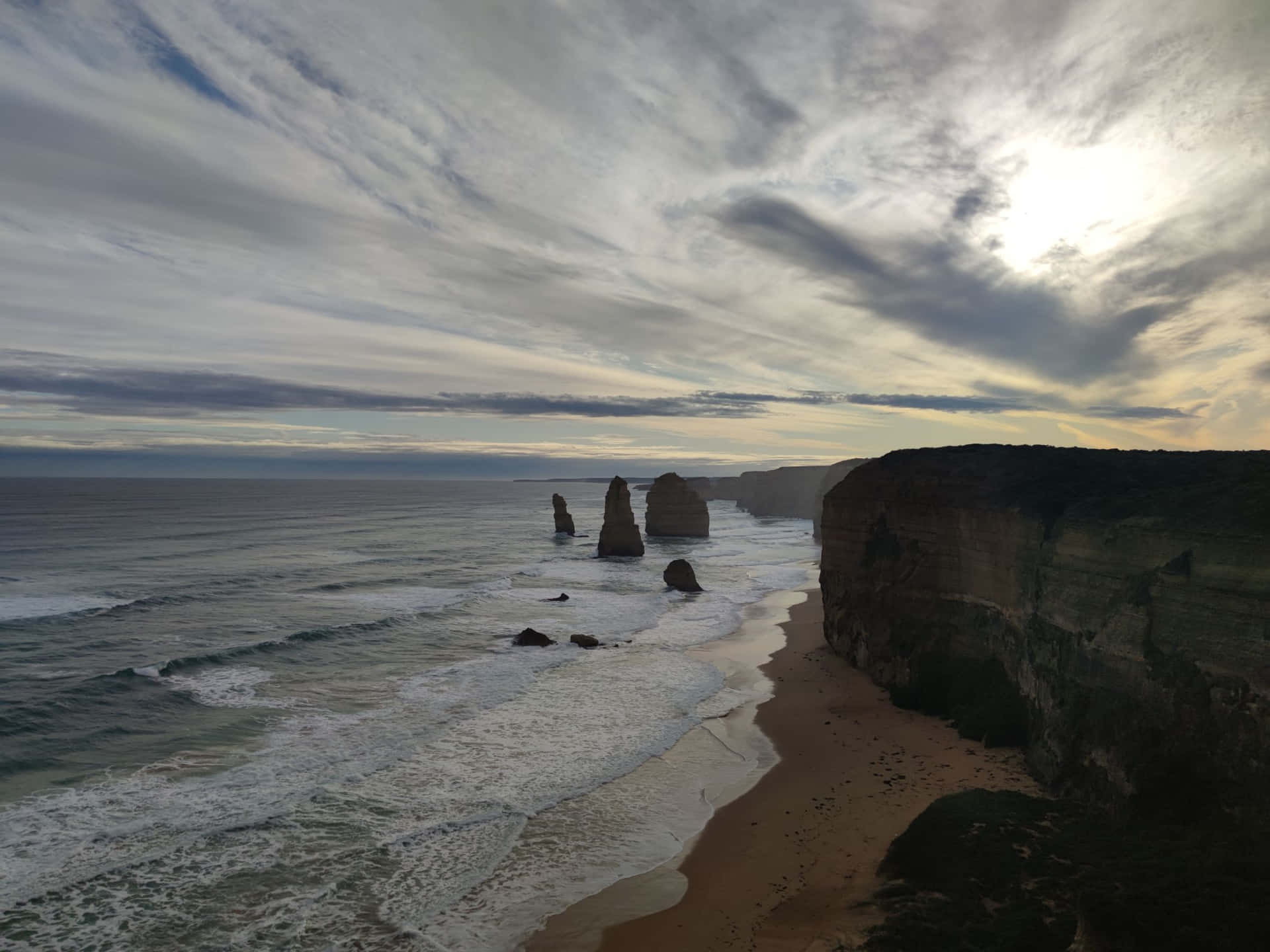 Majestic Twelve Apostles On A Gloomy Day In Victoria, Australia Background