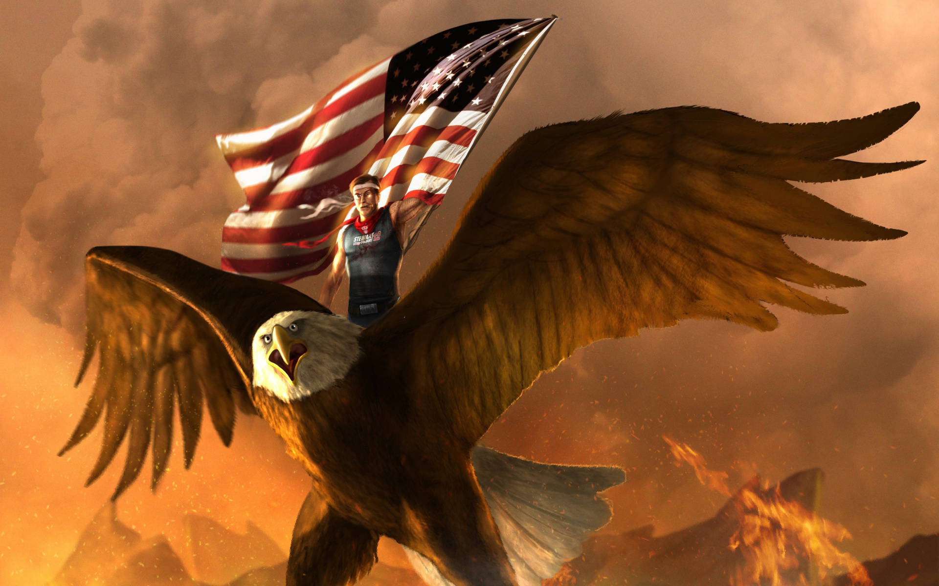Majestic Us Eagle Soaring With Freedom Background