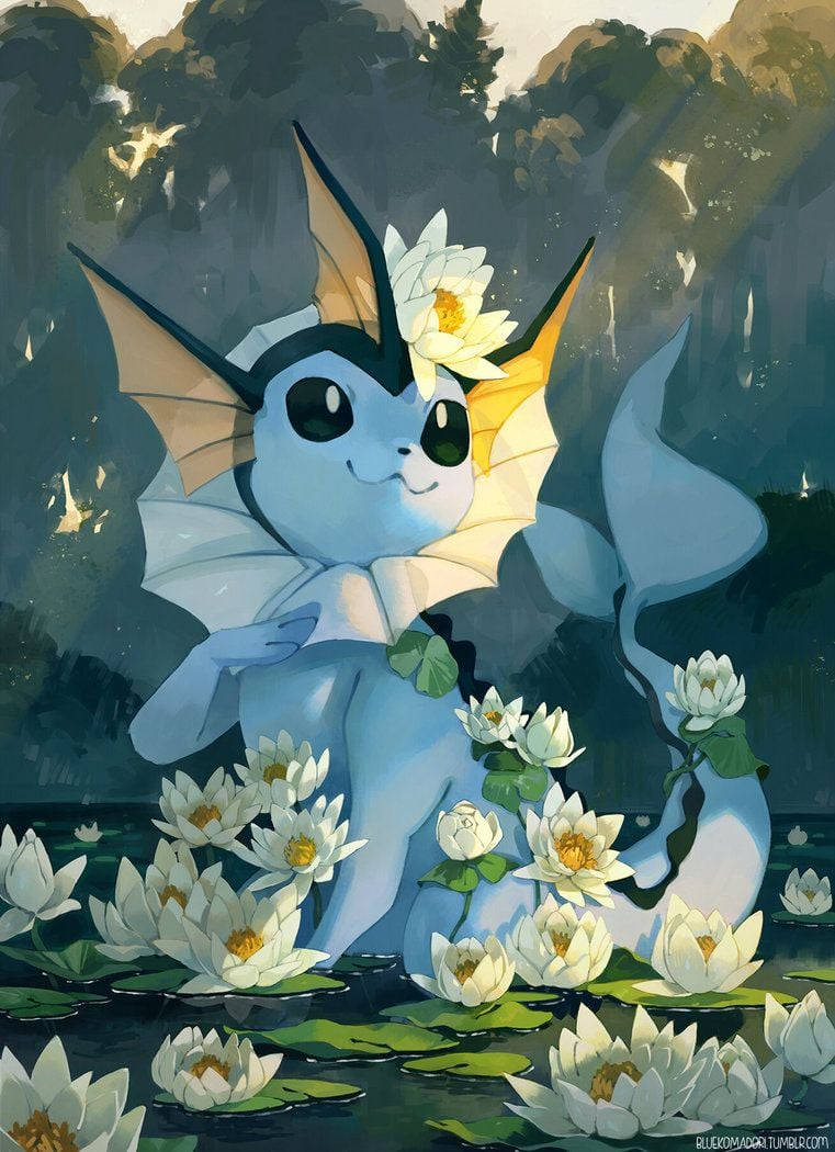 Majestic Vaporeon In An Ethereal Environment Background