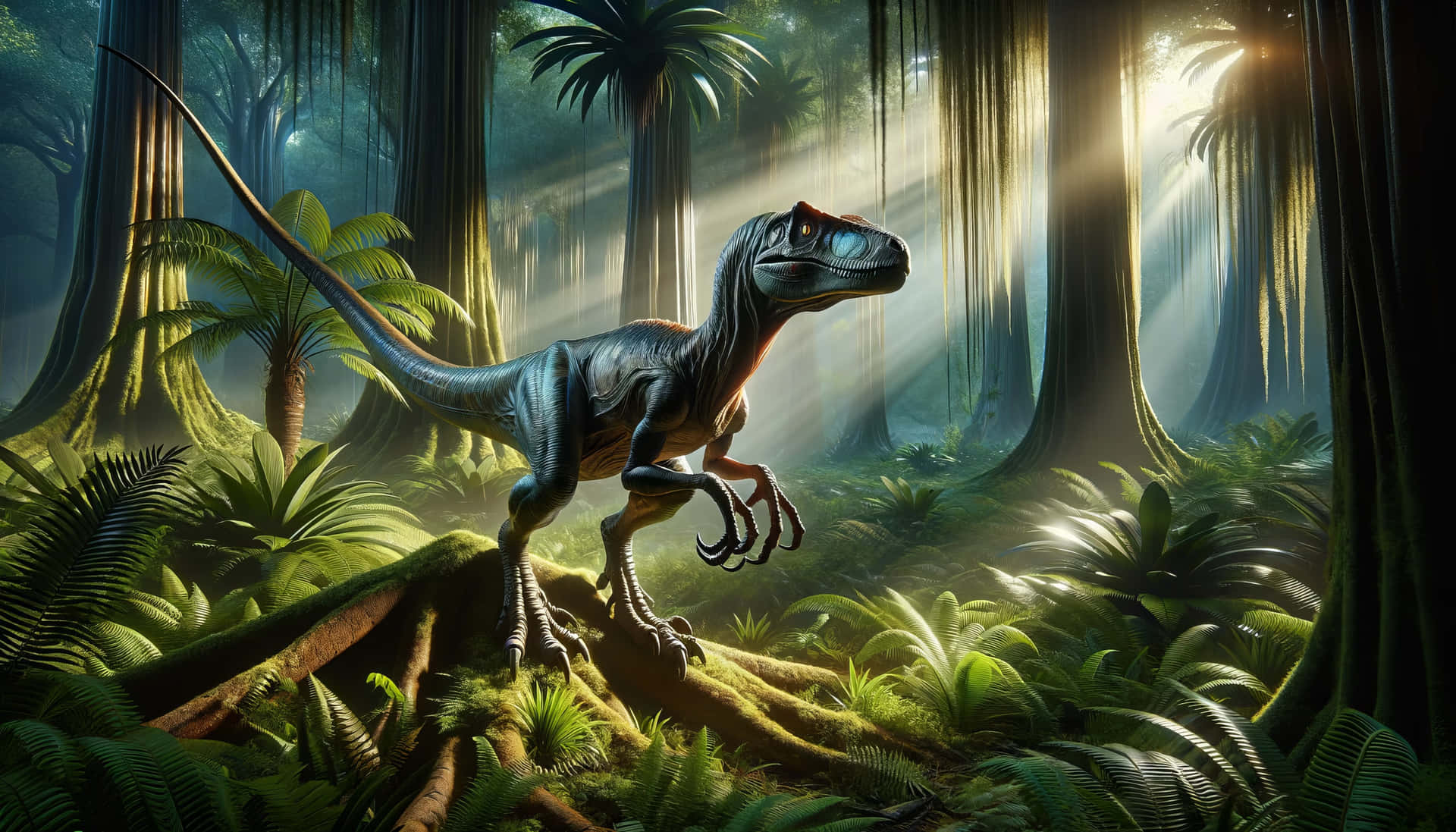 Majestic Velociraptorin Ancient Forest.jpg Background