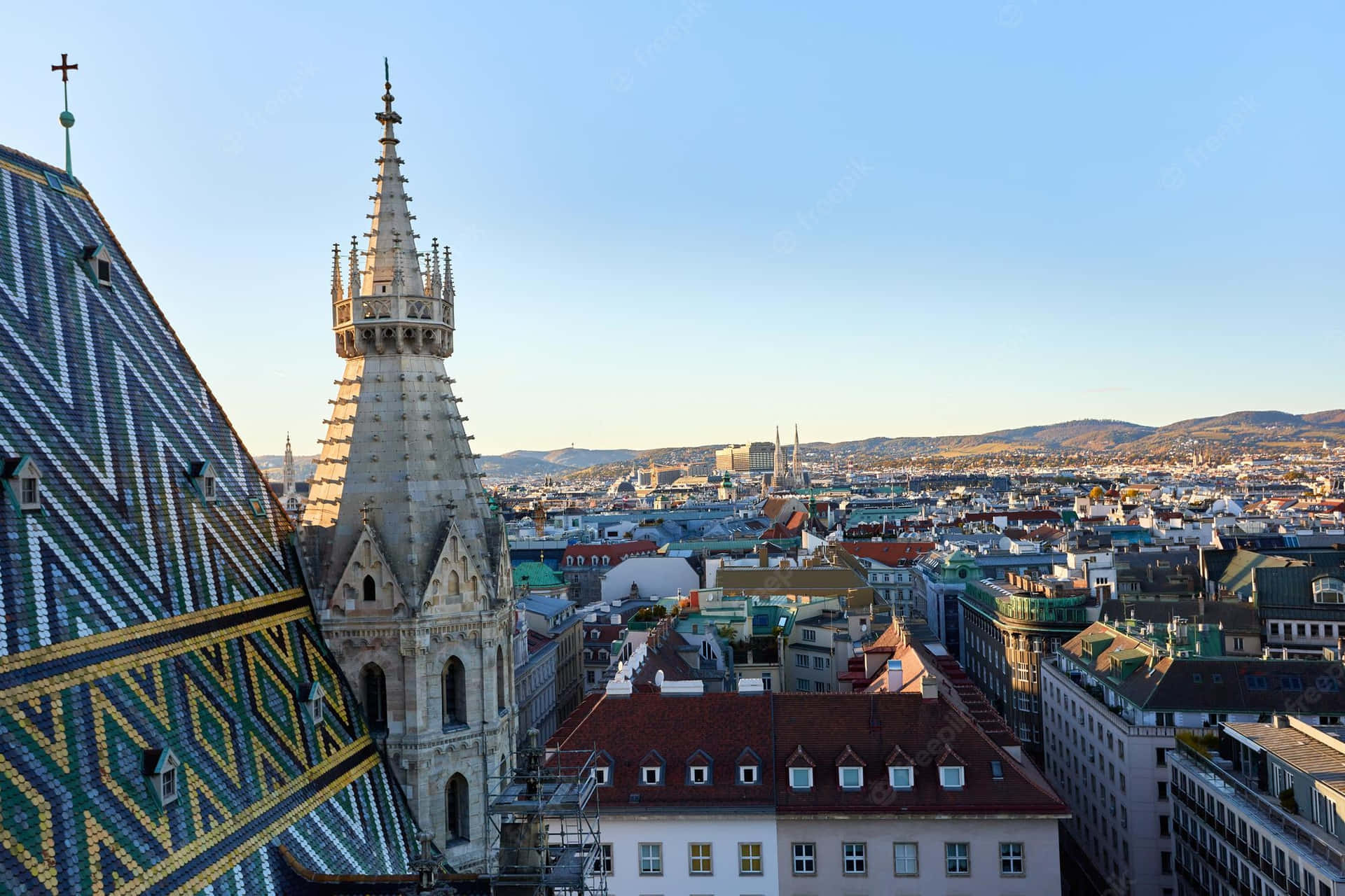 Majestic Vienna Cathedral Under A Blue Sky Background