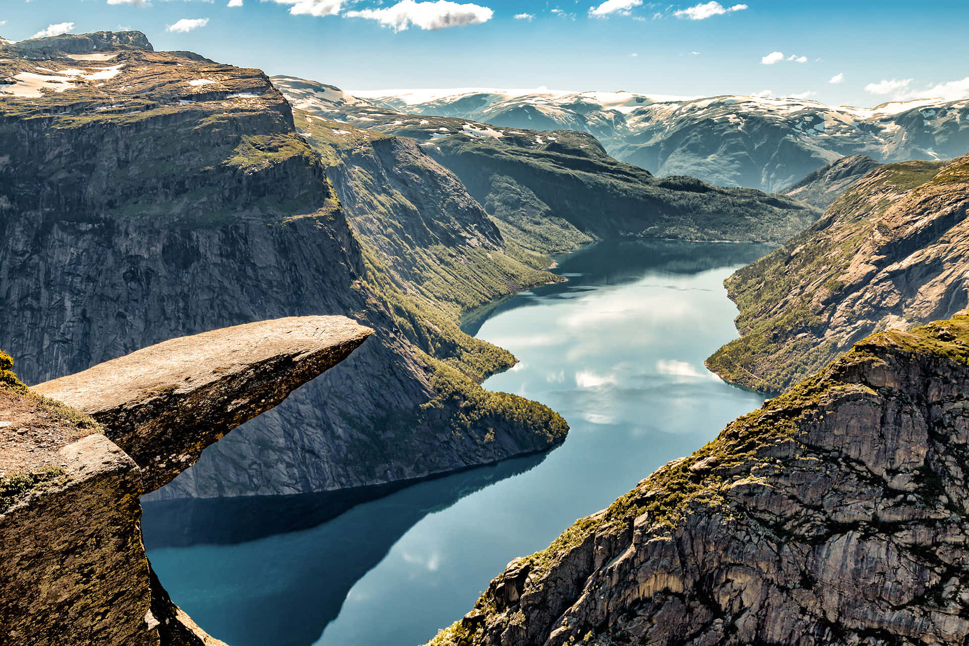 Majestic View From Trolltunga Rock Formation In Norway Background