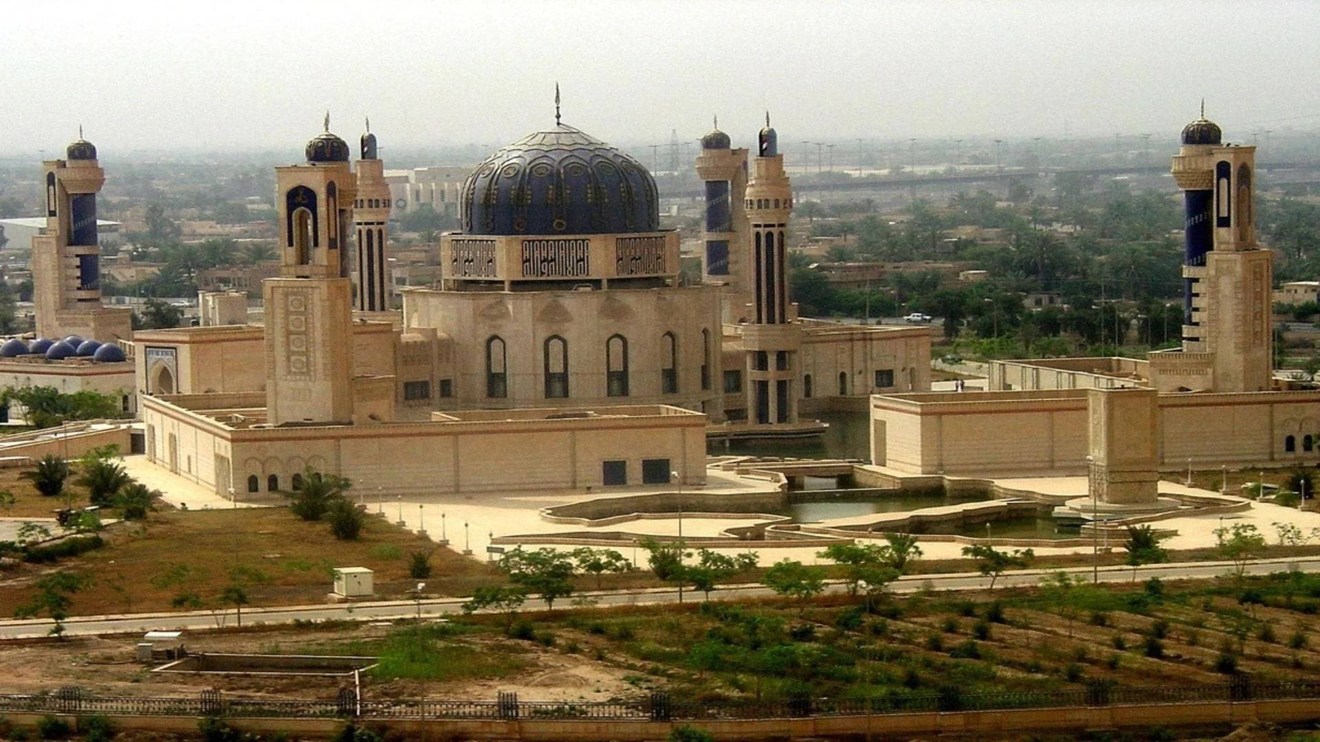 Majestic View Of A Historic Mosque In Baghdad Background