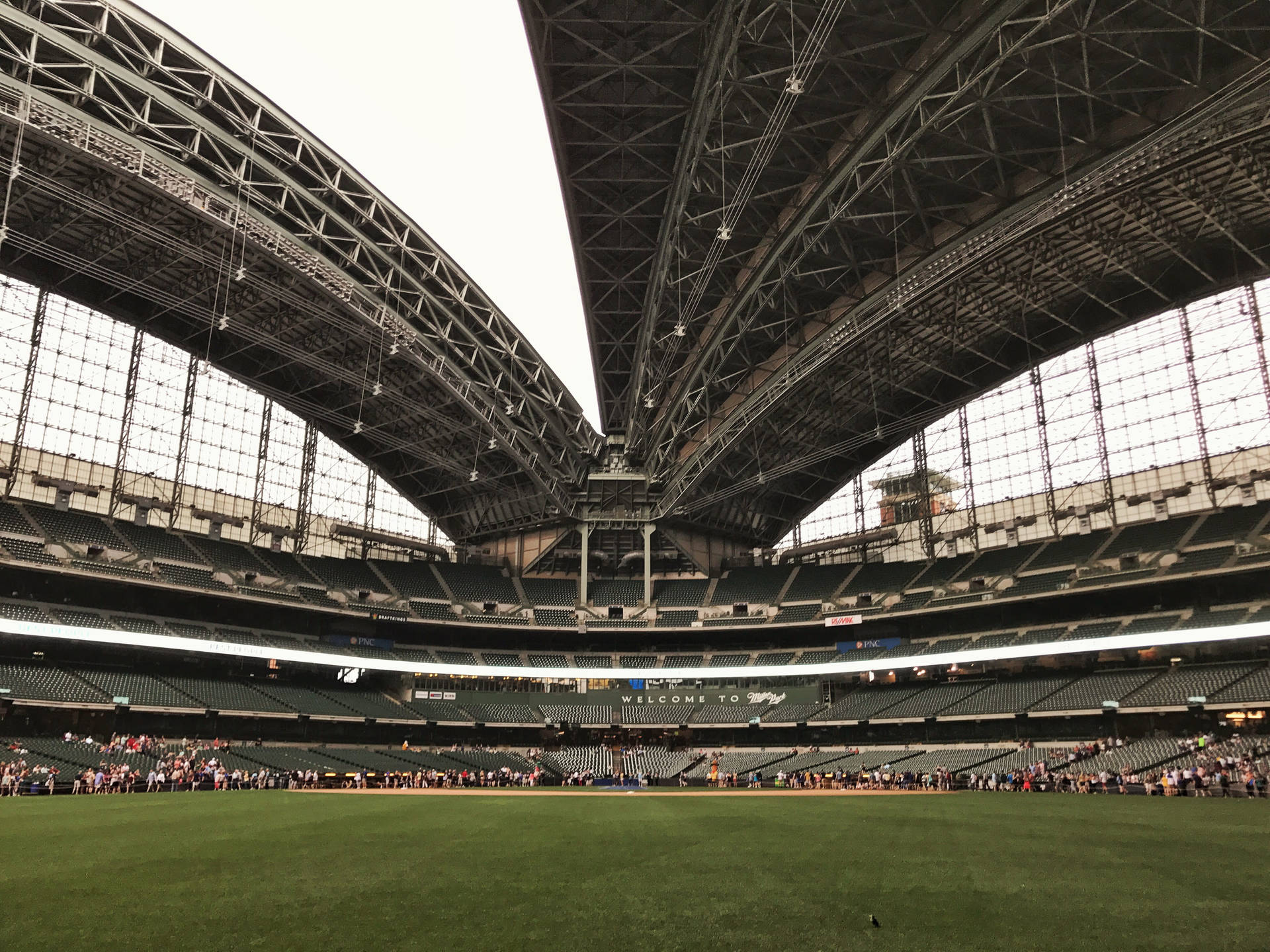 Majestic View Of American Family Field In Milwaukee Background