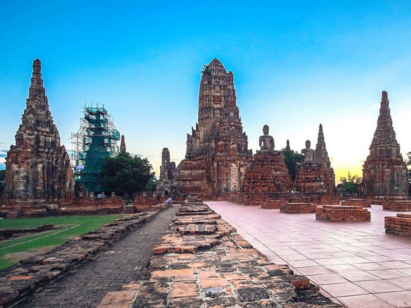 Majestic View Of Ancient Ruins In Ayutthaya Historical Park
