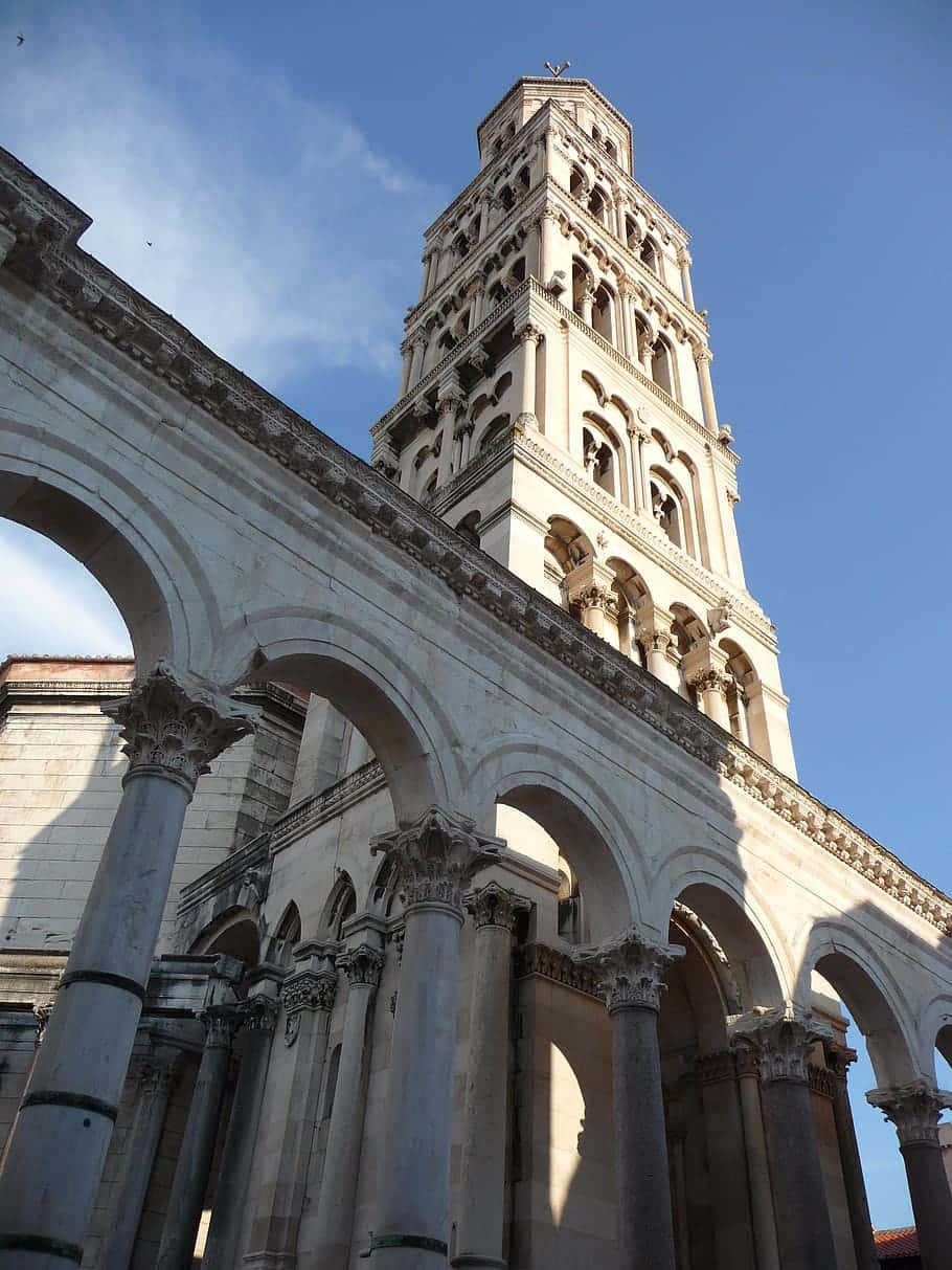 Majestic View Of Diocletian's Palace In Daylight Background