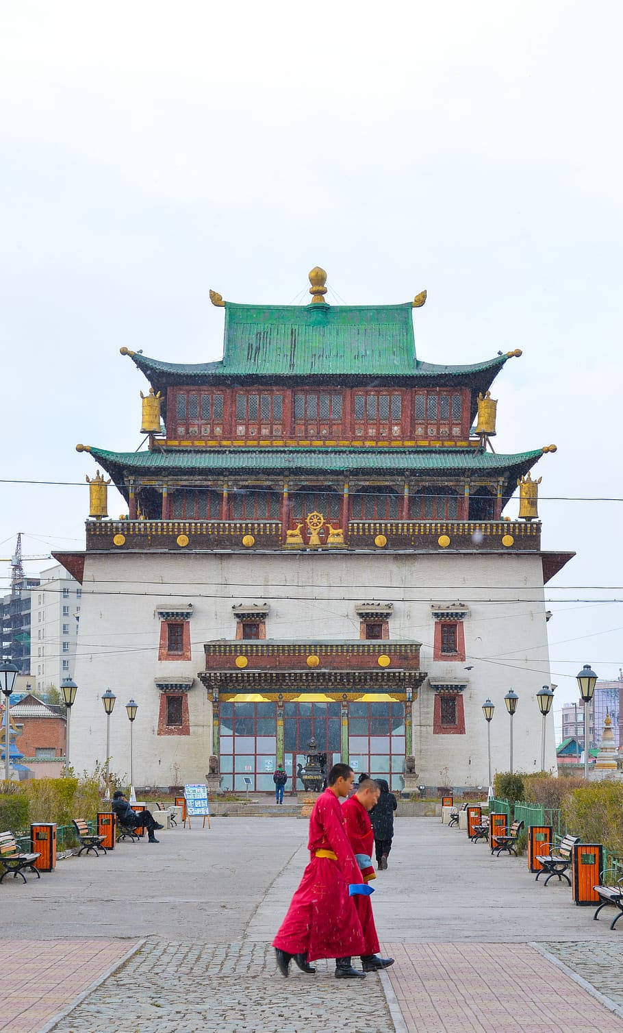 Majestic View Of Gandantegchinlen Monastery In Mongolia Background