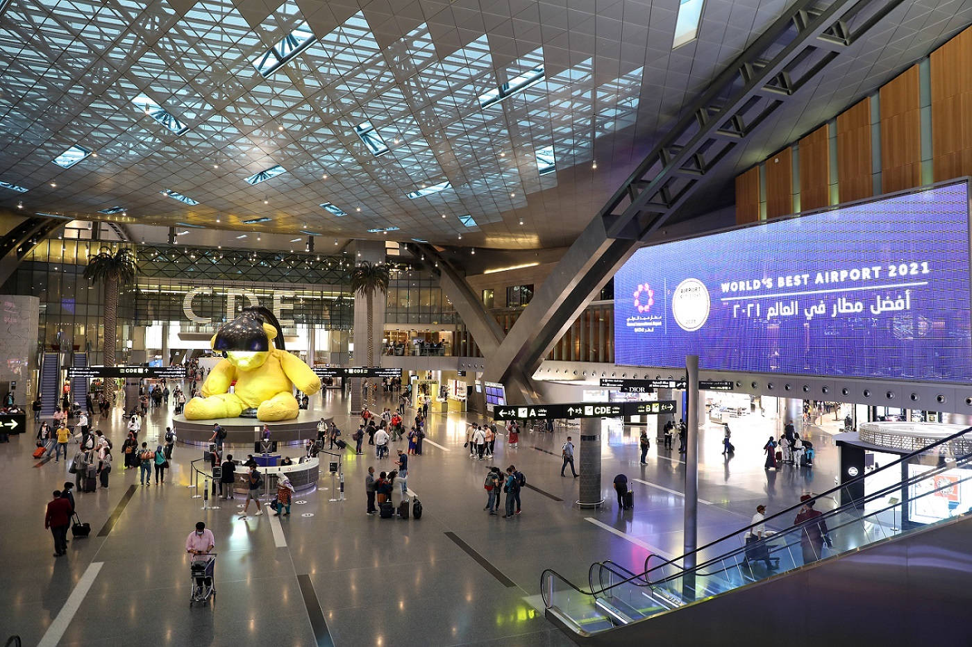 Majestic View Of Hamad International Airport, Qatar Background