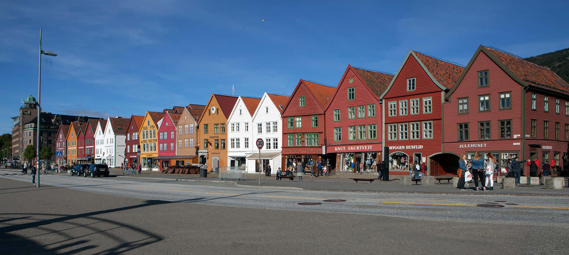 Majestic View Of Historic Bryggen In Bergen, Norway Background