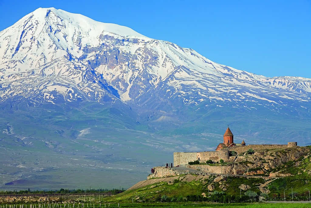 Majestic View Of Khor Virap Monastery With Mount Ararat In Background Background