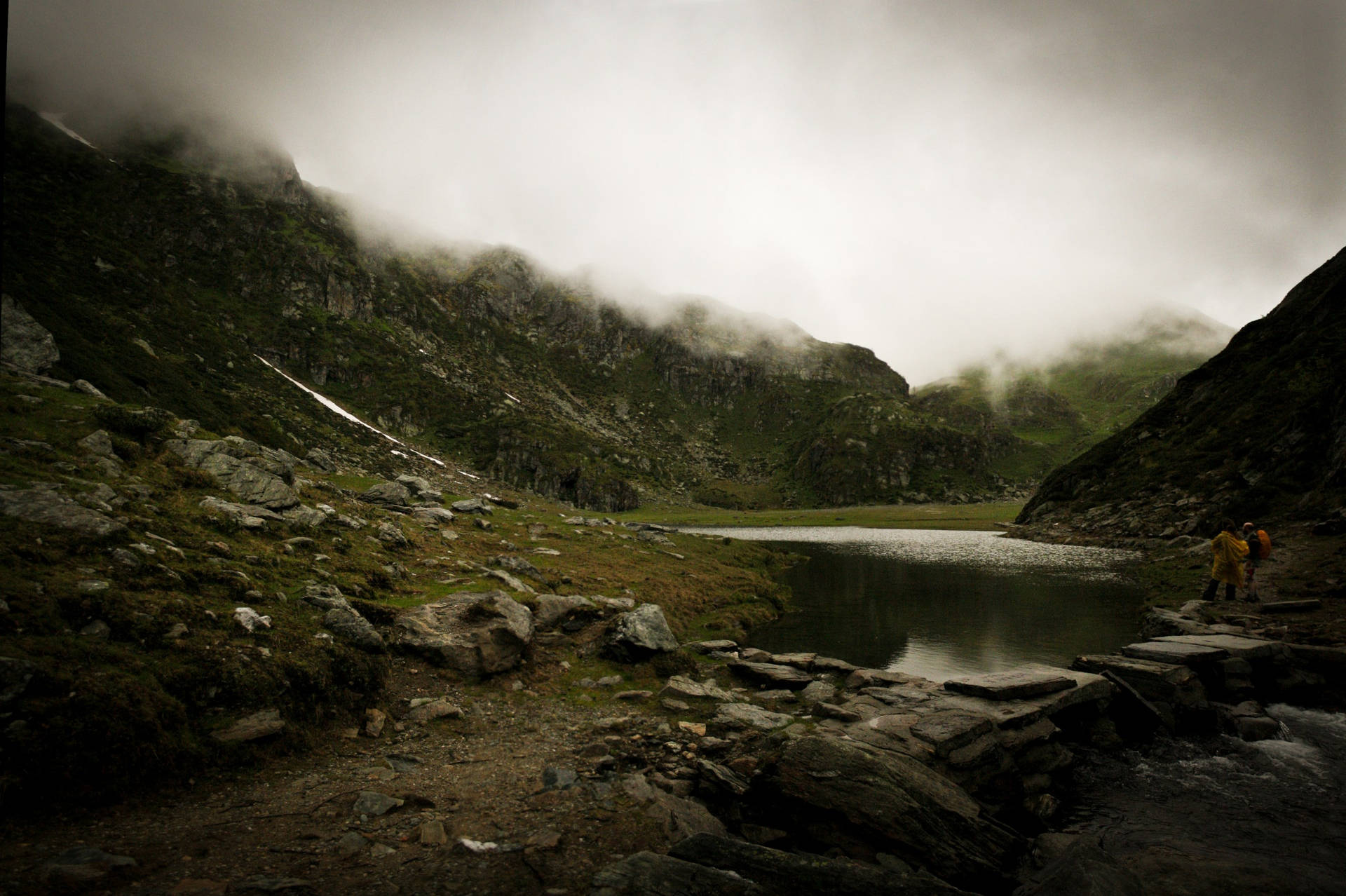 Majestic View Of Lake And Mountains In The Dim Light