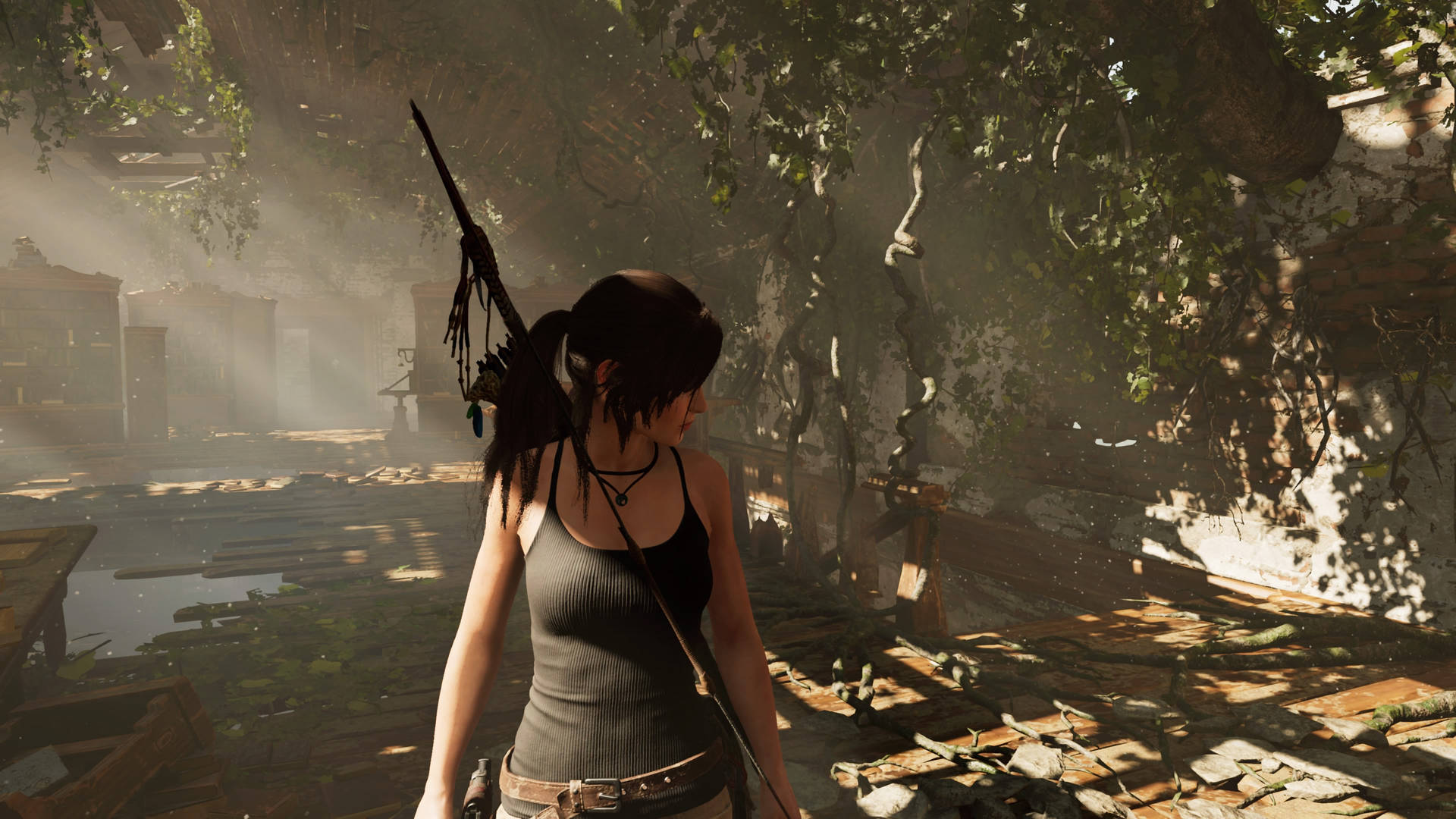 Majestic View Of Lara Croft In Shadow Of The Tomb Raider Game