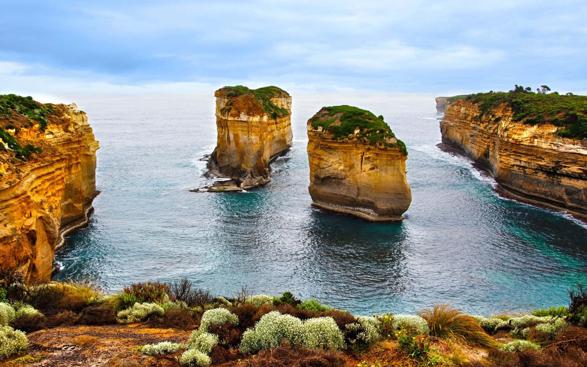 Majestic View Of Modest Coastline With Limestone Stacks
