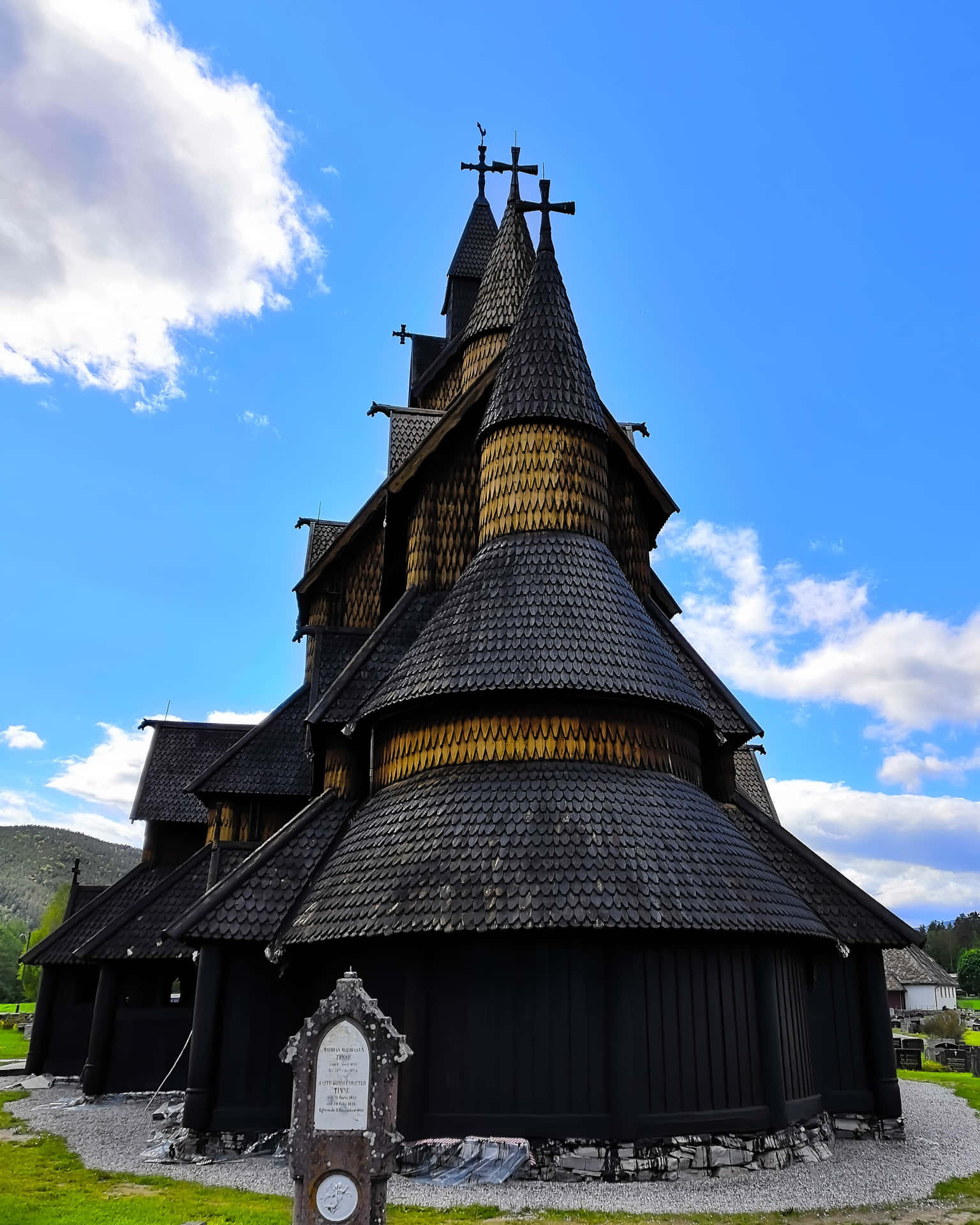 Majestic View Of Newly Tarred Heddal Stave Church