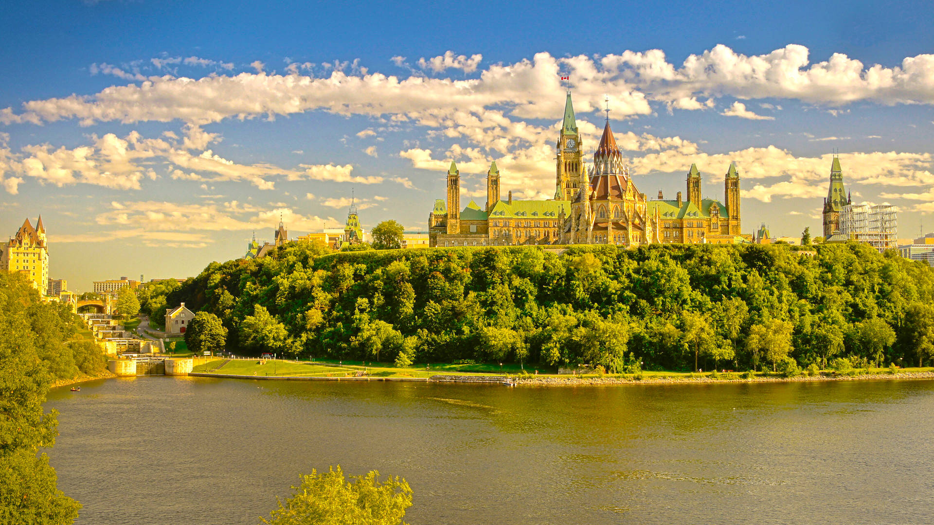 Majestic View Of Ottawa Parliament In Canada Background