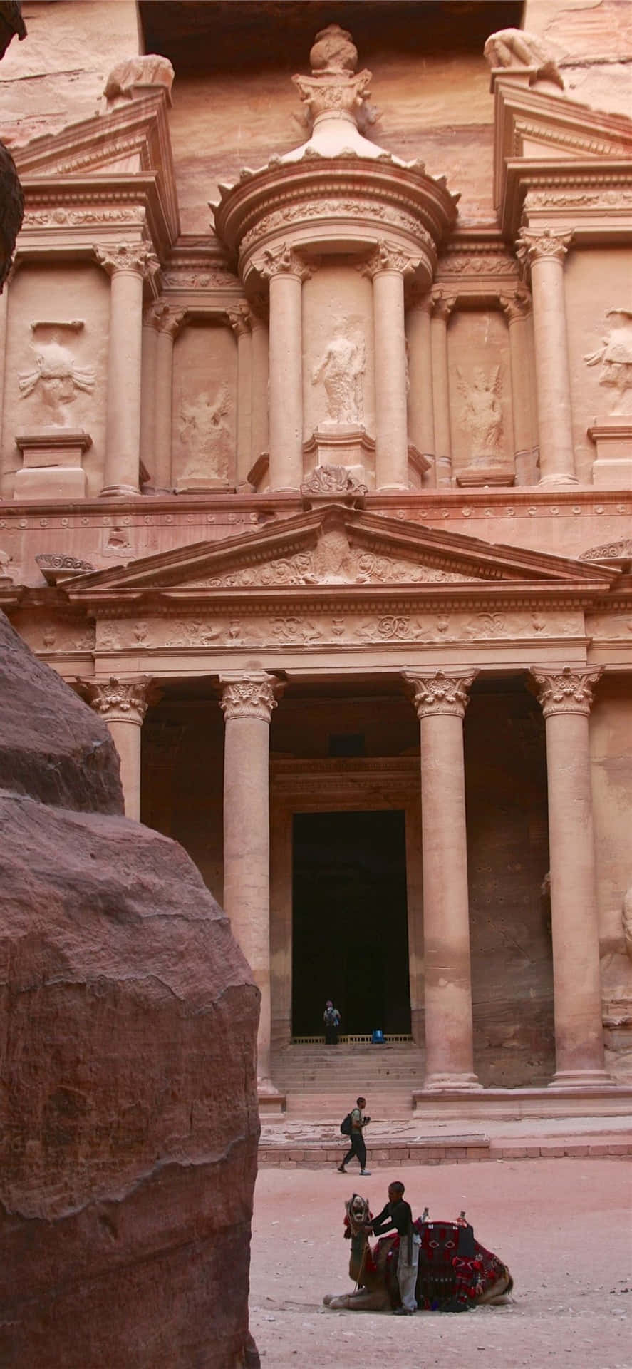 Majestic View Of Petra's Great Facade Background