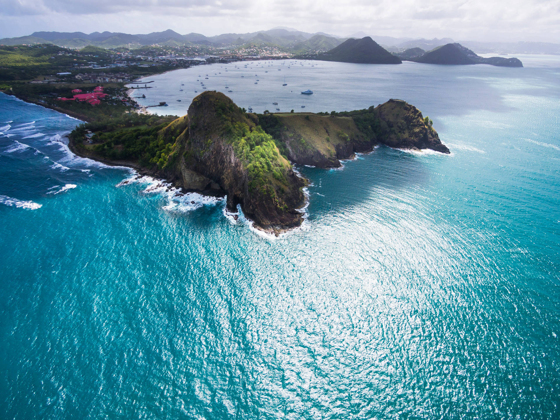 Majestic View Of Pigeon Island National Park In St. Lucia Background