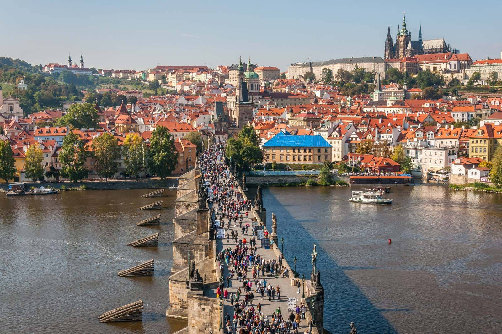 Majestic View Of Prague's Historic Old Town Bridge Tower