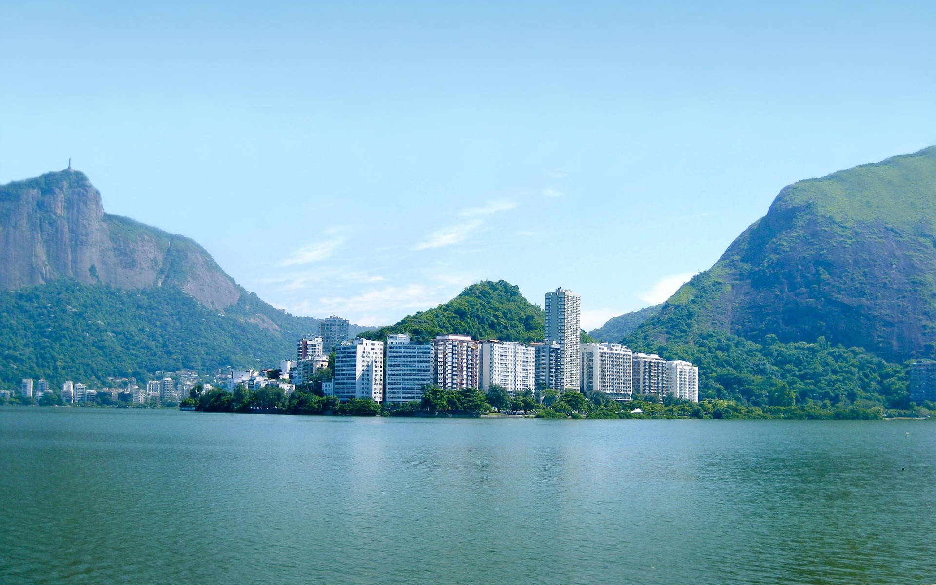 Majestic View Of Rodrigo De Freitas Lagoon In Rio De Janeiro Background