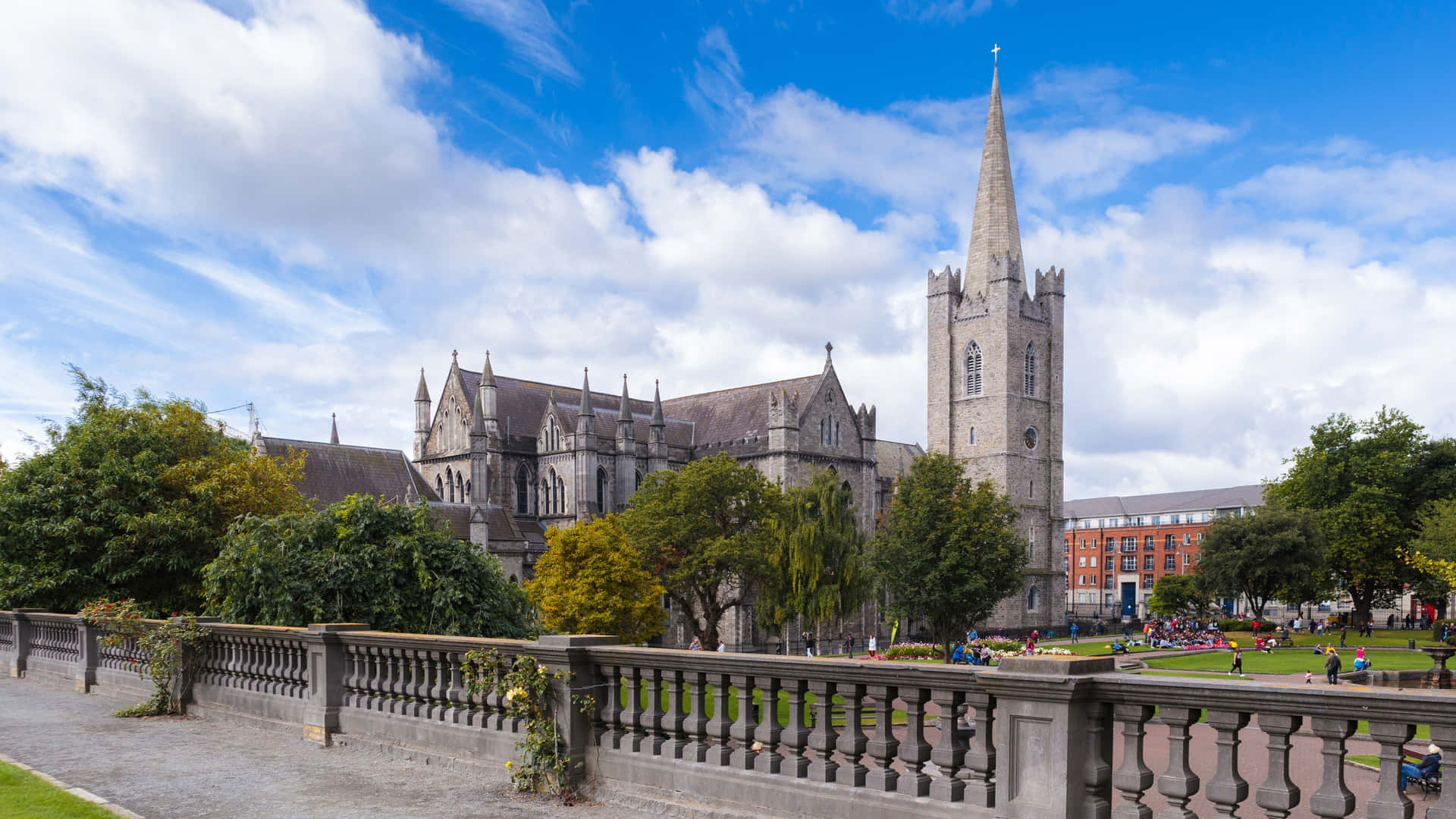 Majestic View Of Saint Patrick's Cathedral From The Park. Background