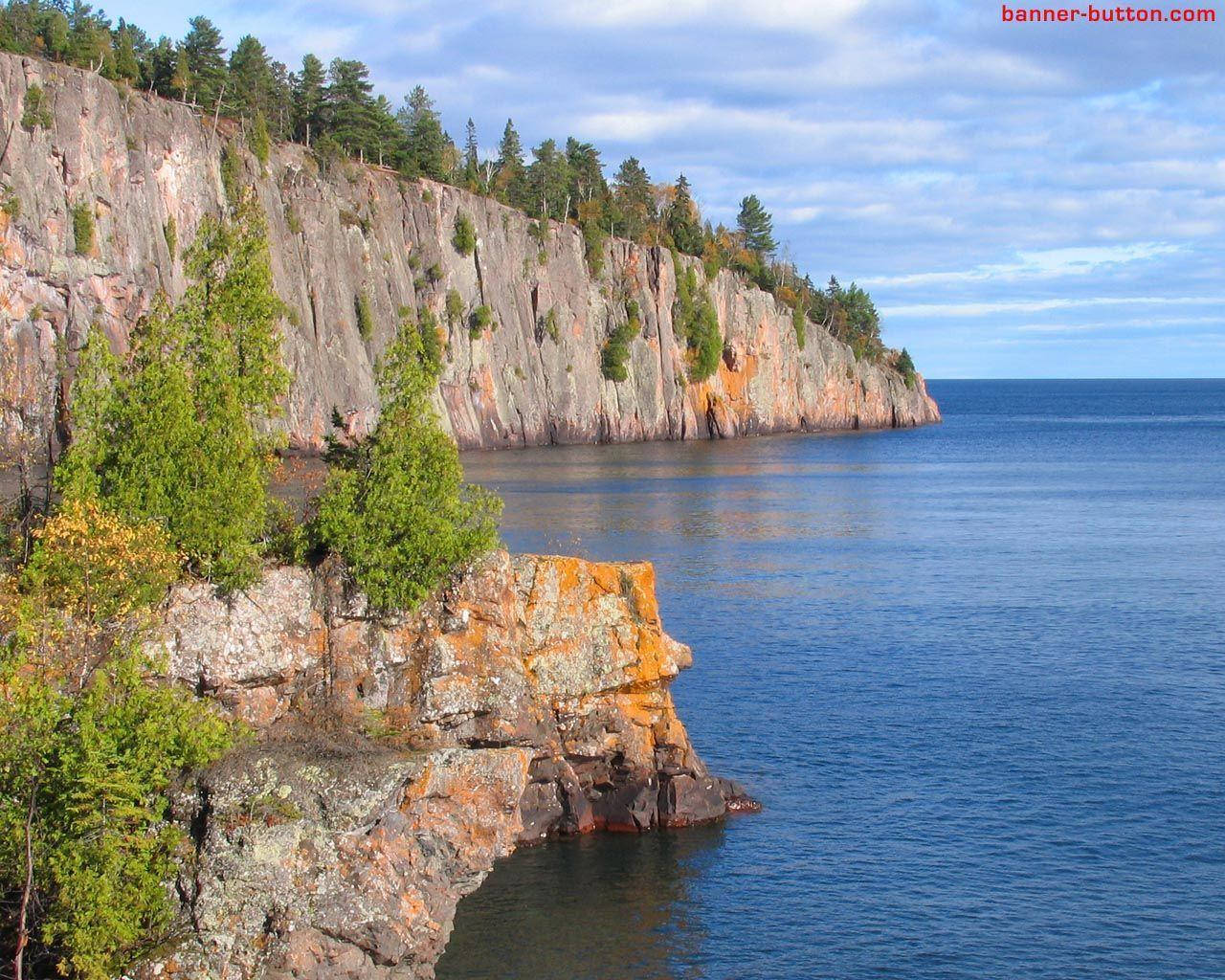 Majestic View Of Shovel Point Over Lake Superior Background