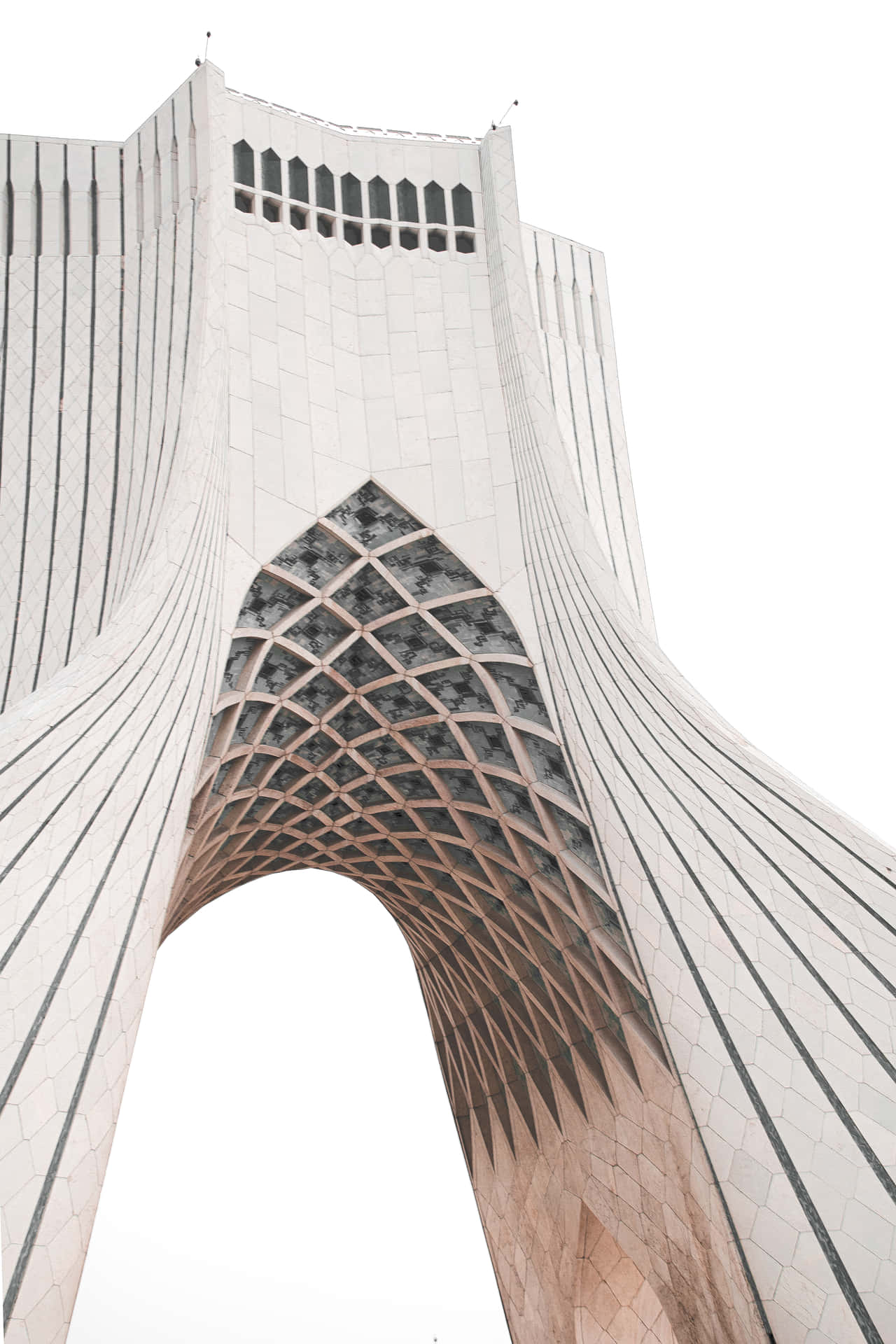 Majestic View Of The Azadi Tower Against The White Sky