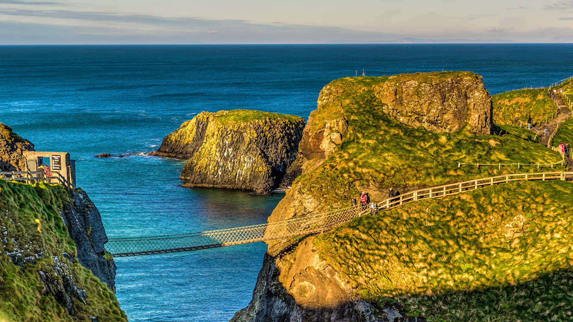 Majestic View Of The Carrick-a-rede Rope Bridge, Northern Ireland