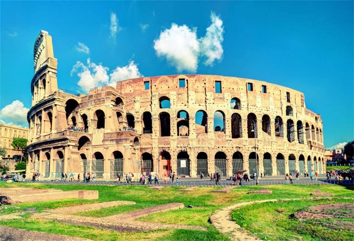 Majestic View Of The Colosseum At Sunset Background