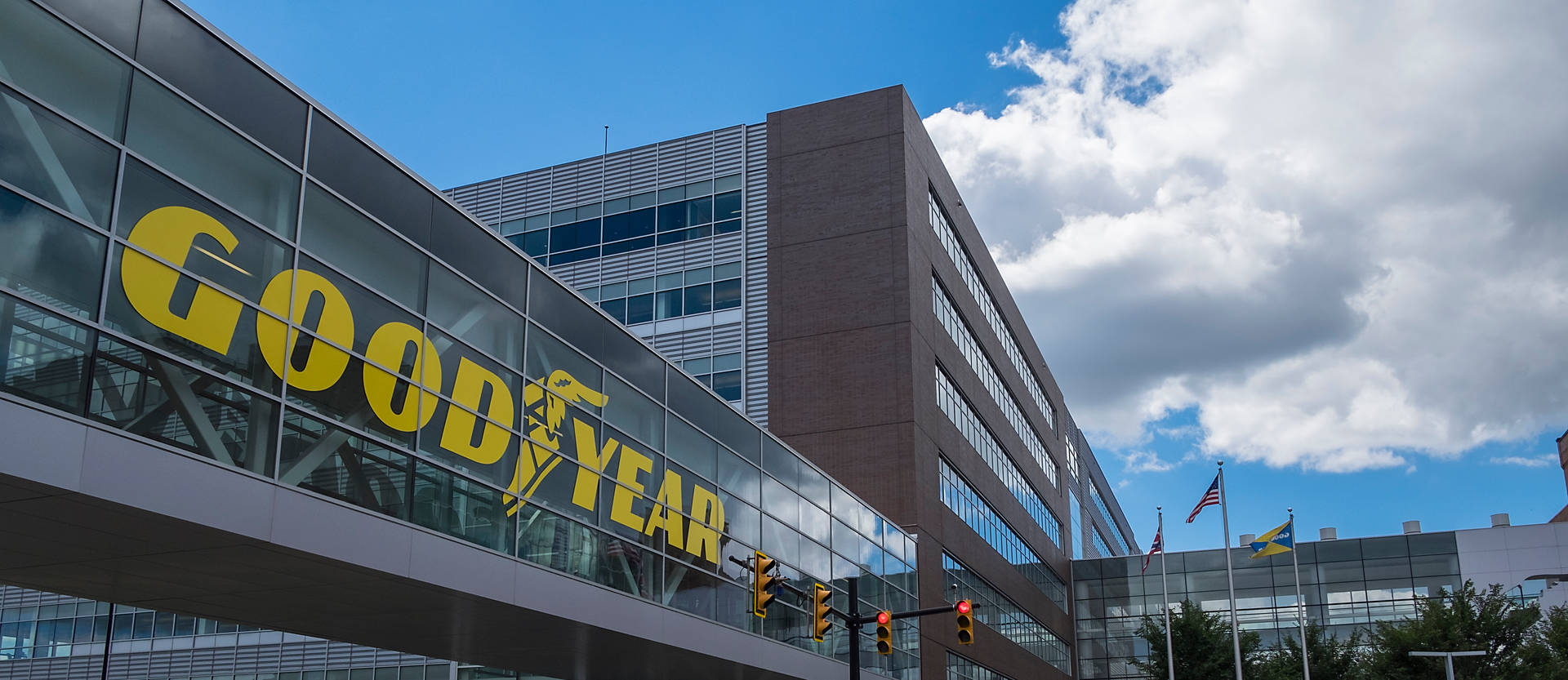 Majestic View Of The Goodyear Headquarters In Akron, Ohio.