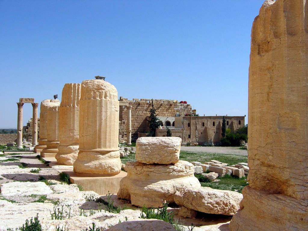 Majestic View Of The Historic Agora Site In Palmyra Background