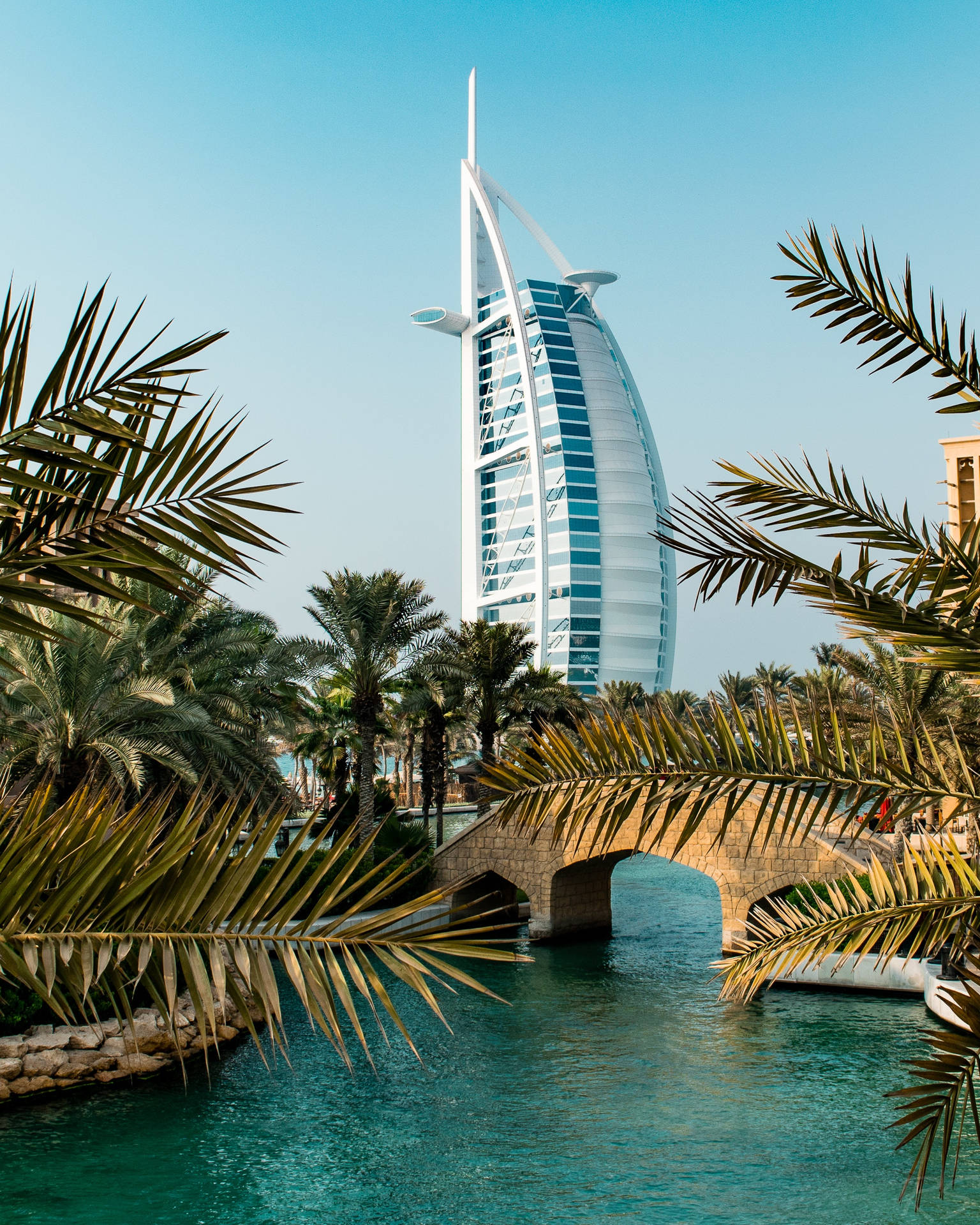 Majestic View Of The Iconic Burj Al Arab In Dubai At Sunset