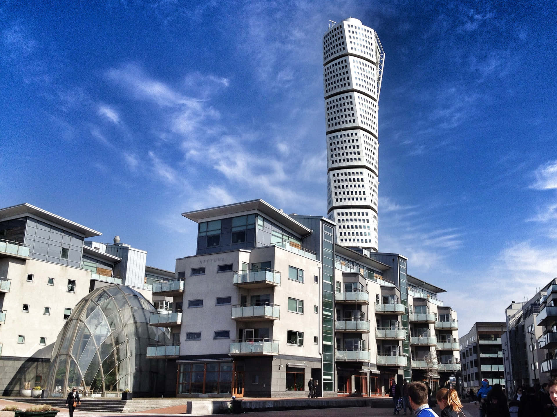 Majestic View Of The Iconic Turning Torso Residential Tower Background