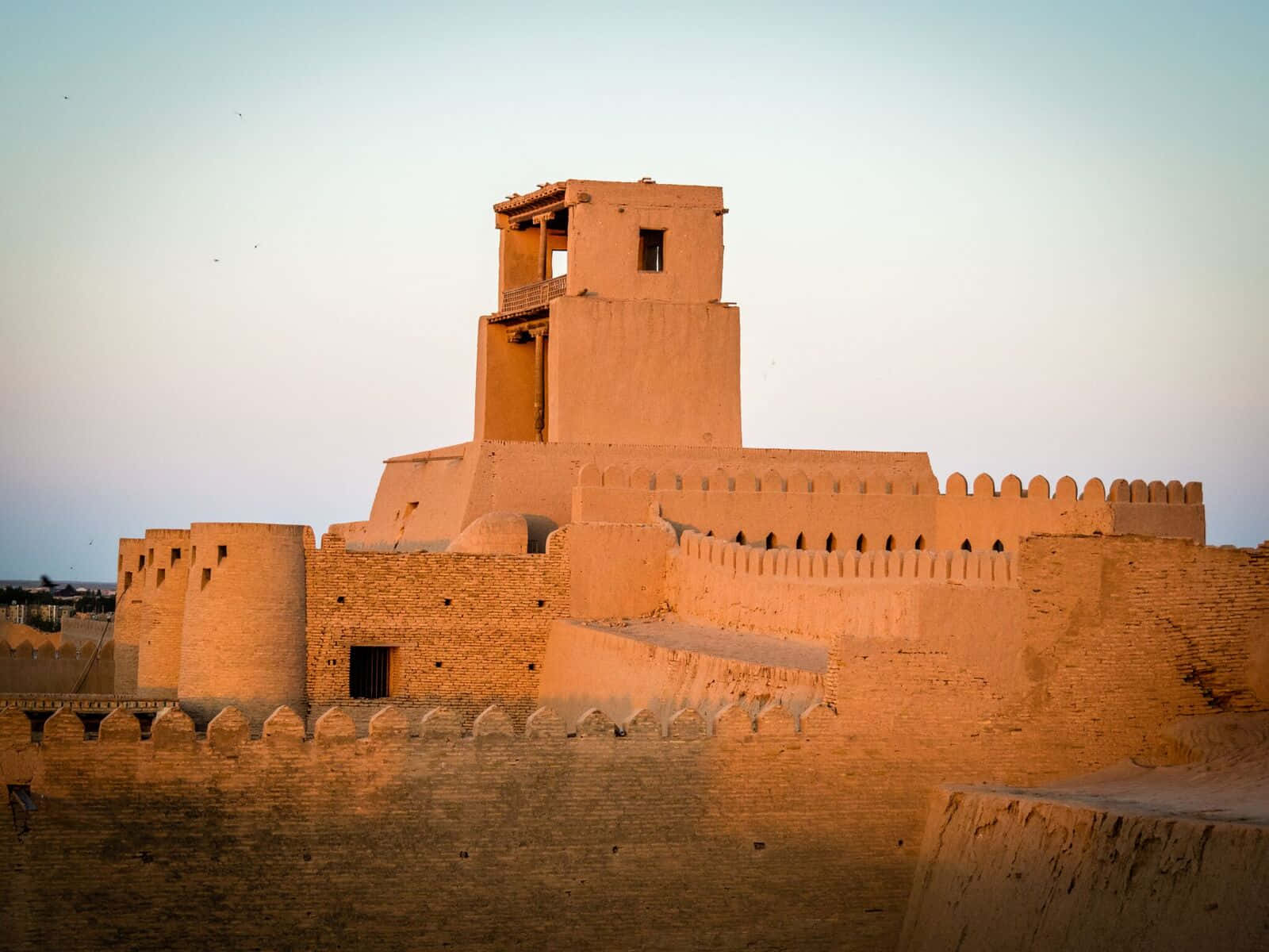 Majestic View Of The Kuhna Ark Fortress In Khiva Background
