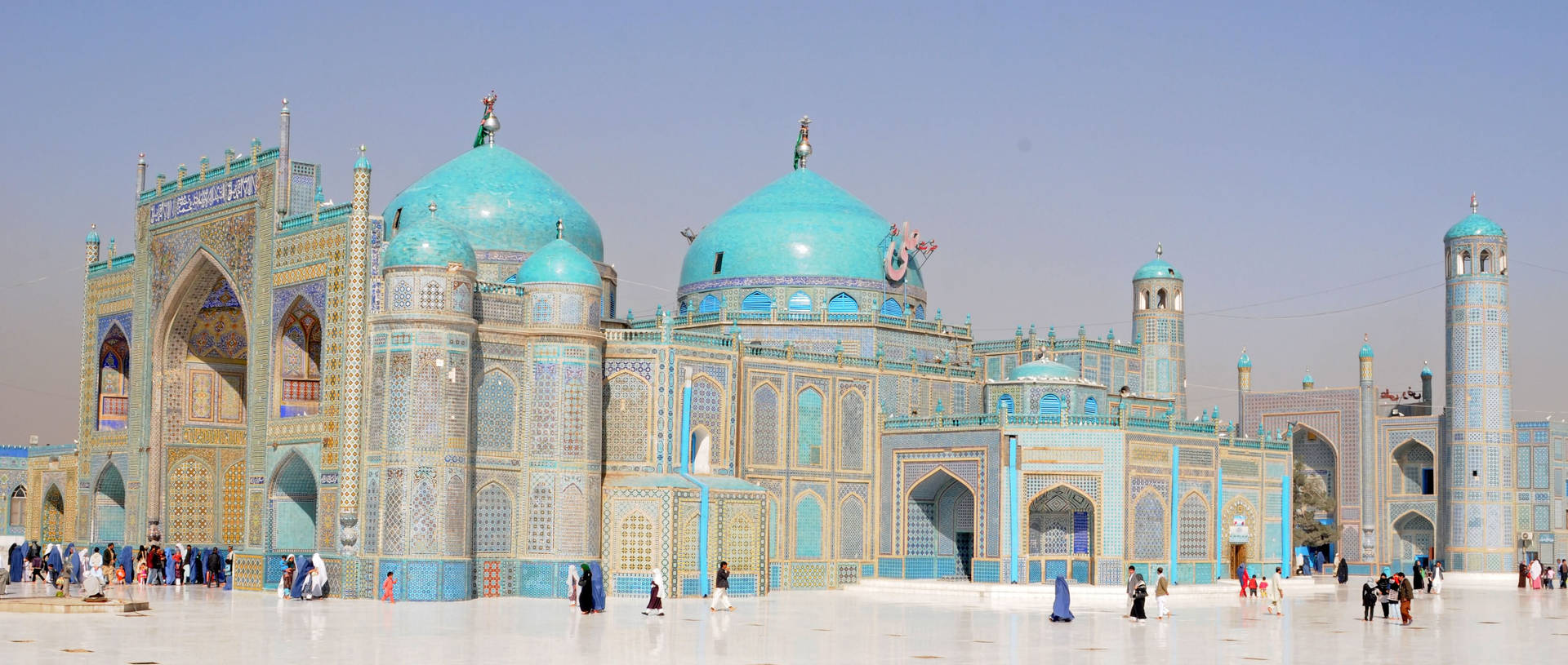 Majestic View Of The Stunning Blue Mosque In Afghanistan Background